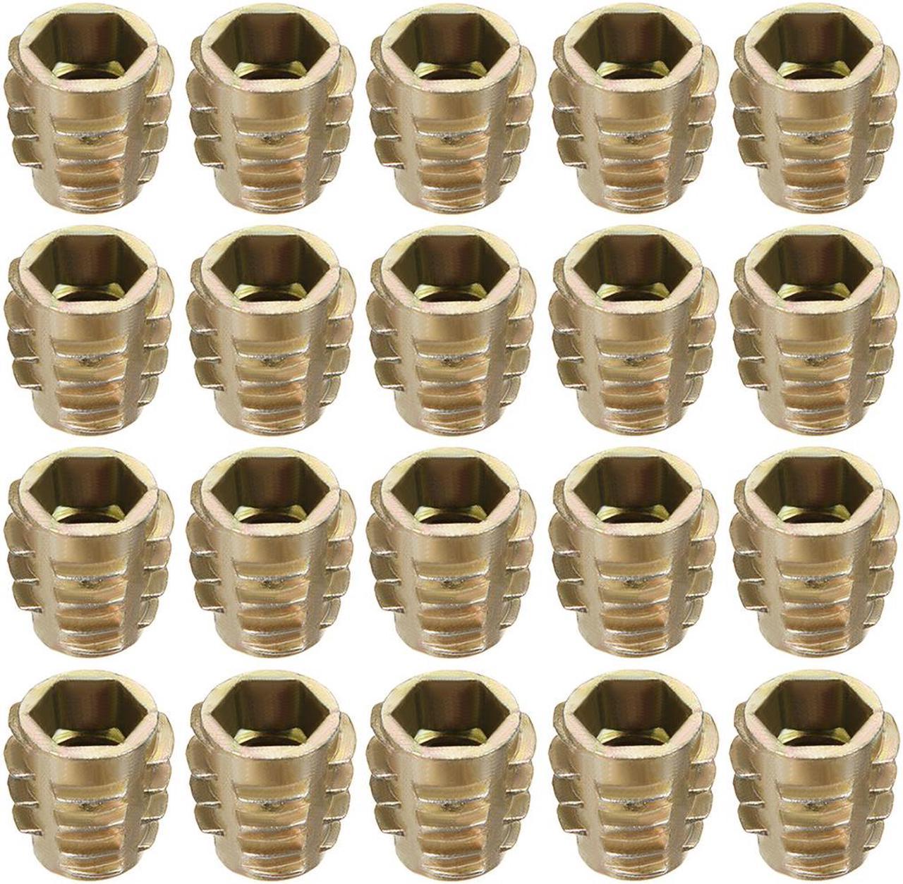 Threaded Insert Nuts Zinc Alloy Hex-Flush M8 Internal Threads 15mm Length 20pcs