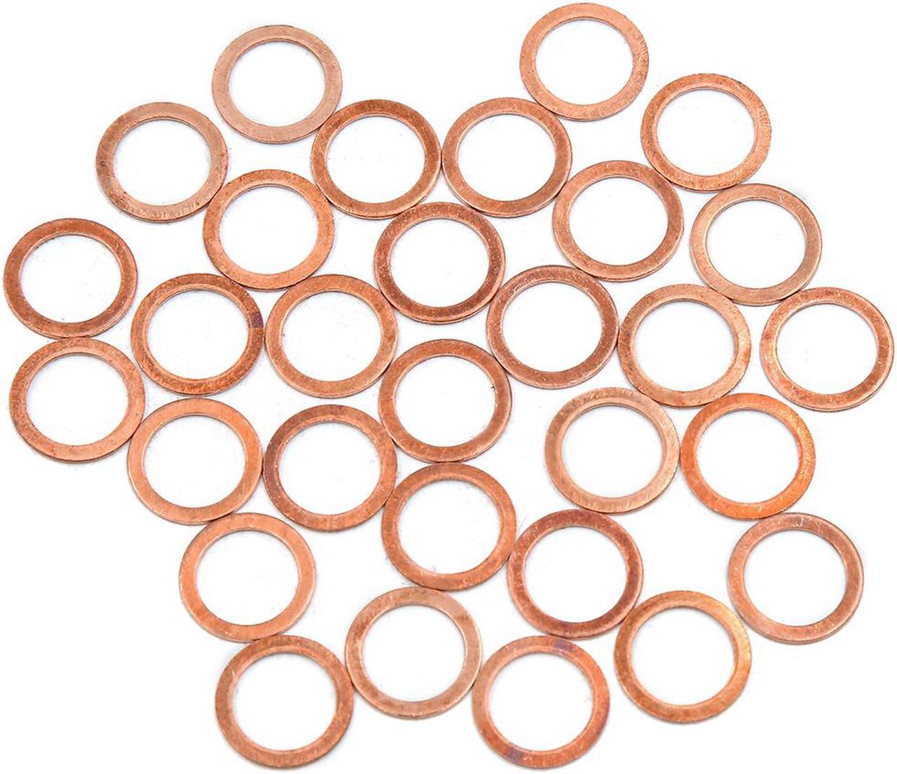 12mm Inner Dia Copper Crush Washers Flat Car Sealing Gaskets Plate Rings 30pcs