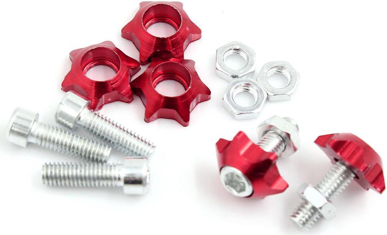 Unique Bargains 5 Pcs Red Metal License Plate Frame Bolt Screws Decoration for Motorbike Truck