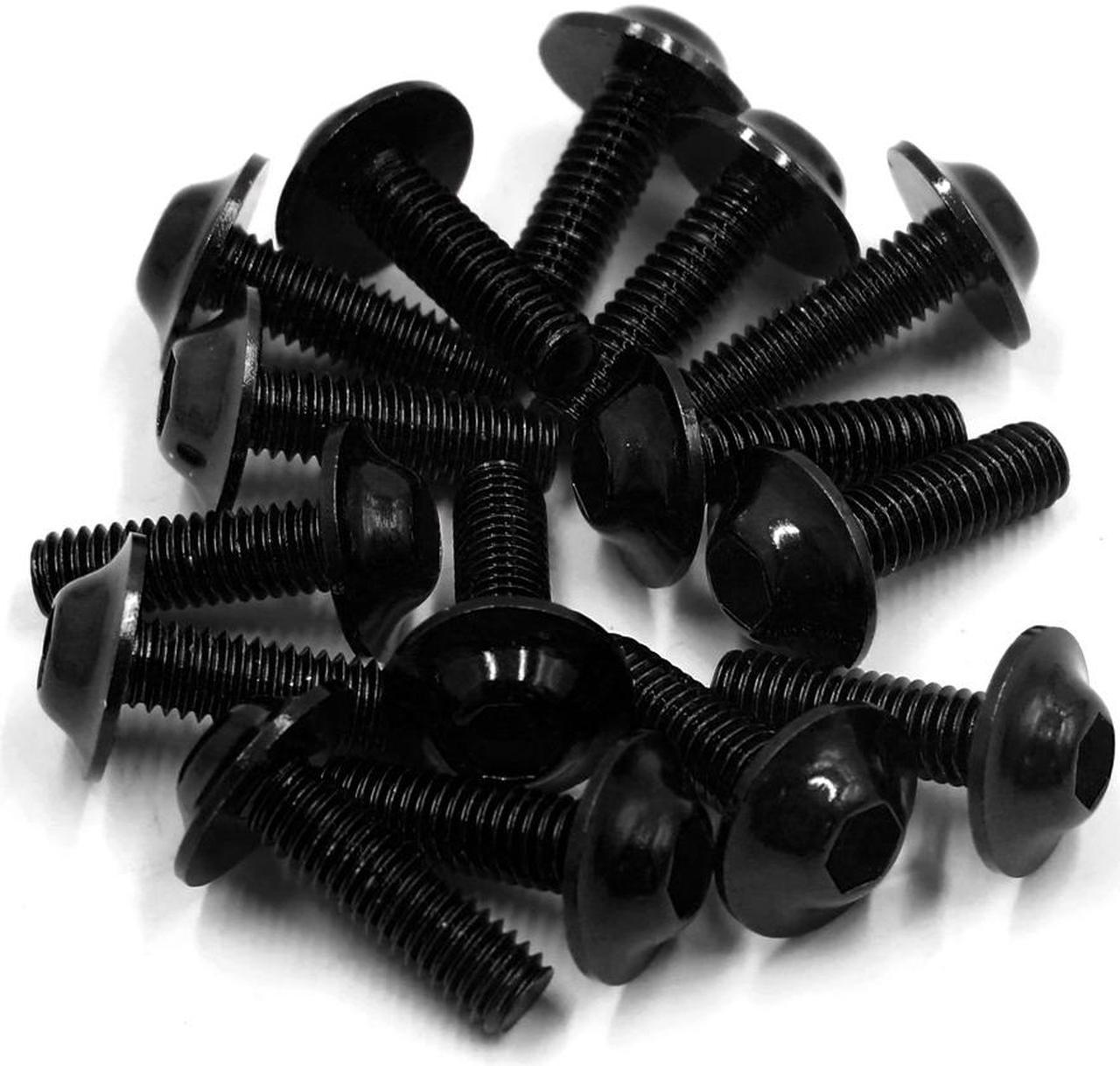 15pcs M6 x 20mm Hexagon License Plates Fairing Bolts Screws Black for Motorcycle