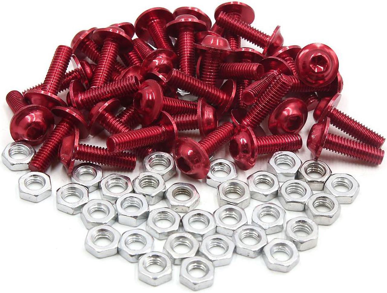 35pcs M6 Red Aluminum Alloy Hex Socket Head Motorcycle Fairing Bolts Screws Nuts