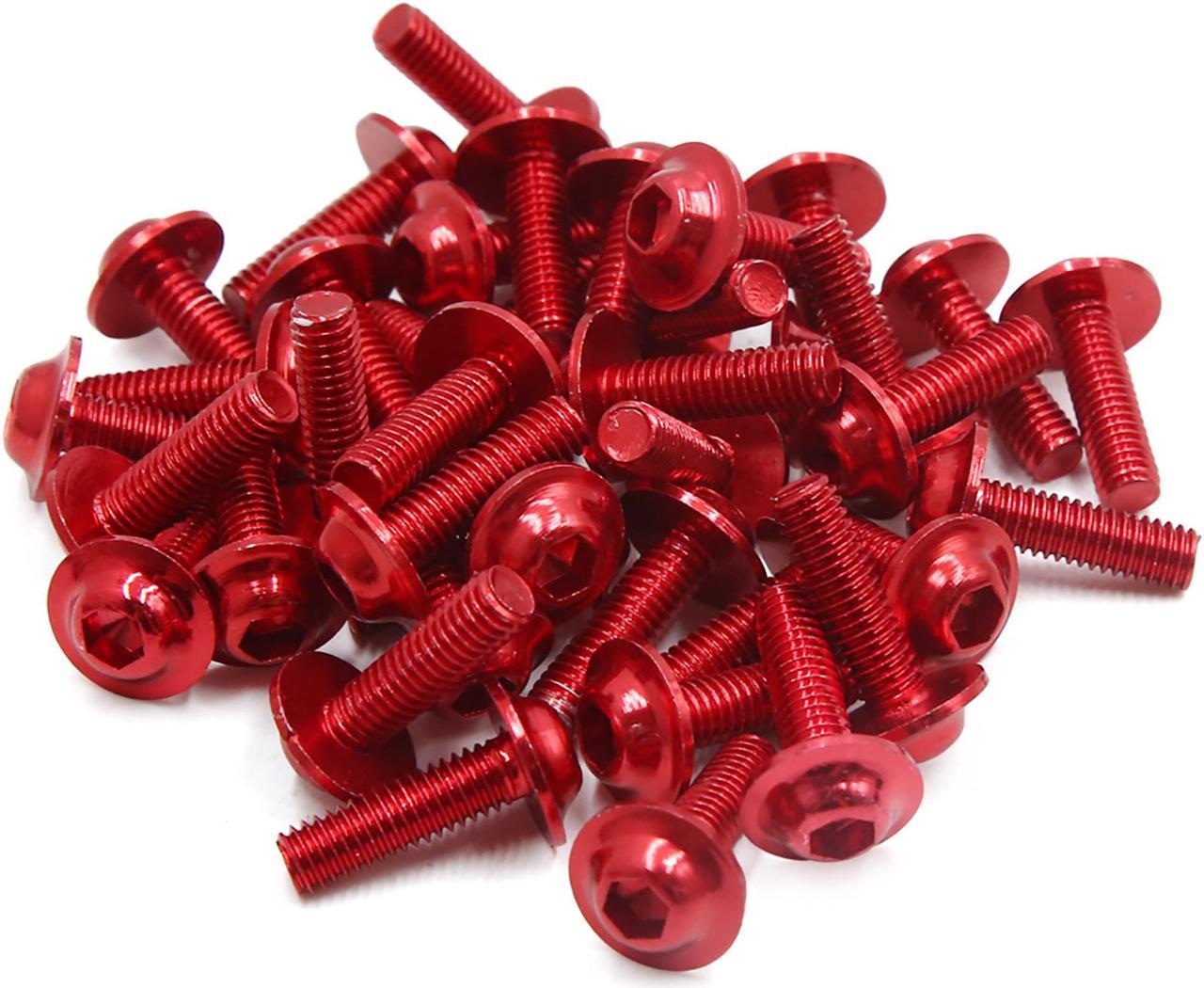 40pcs Red Aluminum Alloy Motorcycle Hex Socket Head Bolts Screws M6 x 20