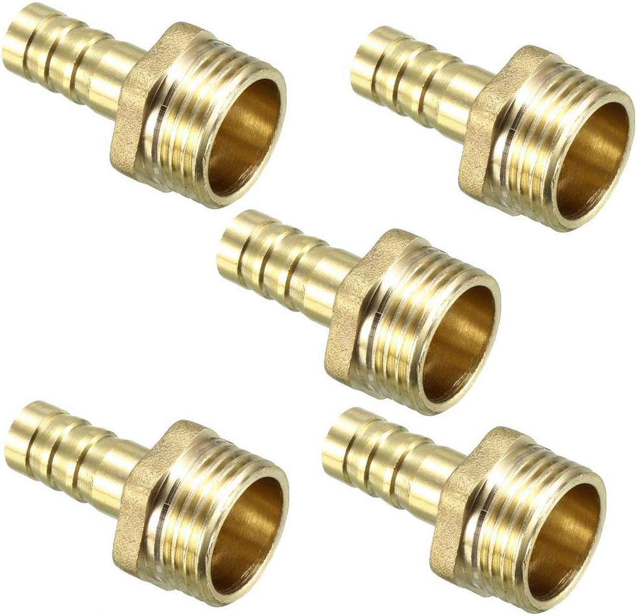 Brass Barb Hose Fitting Connector Adapter 10mm Barbed x 1/2 PT Male Pipe 5pcs