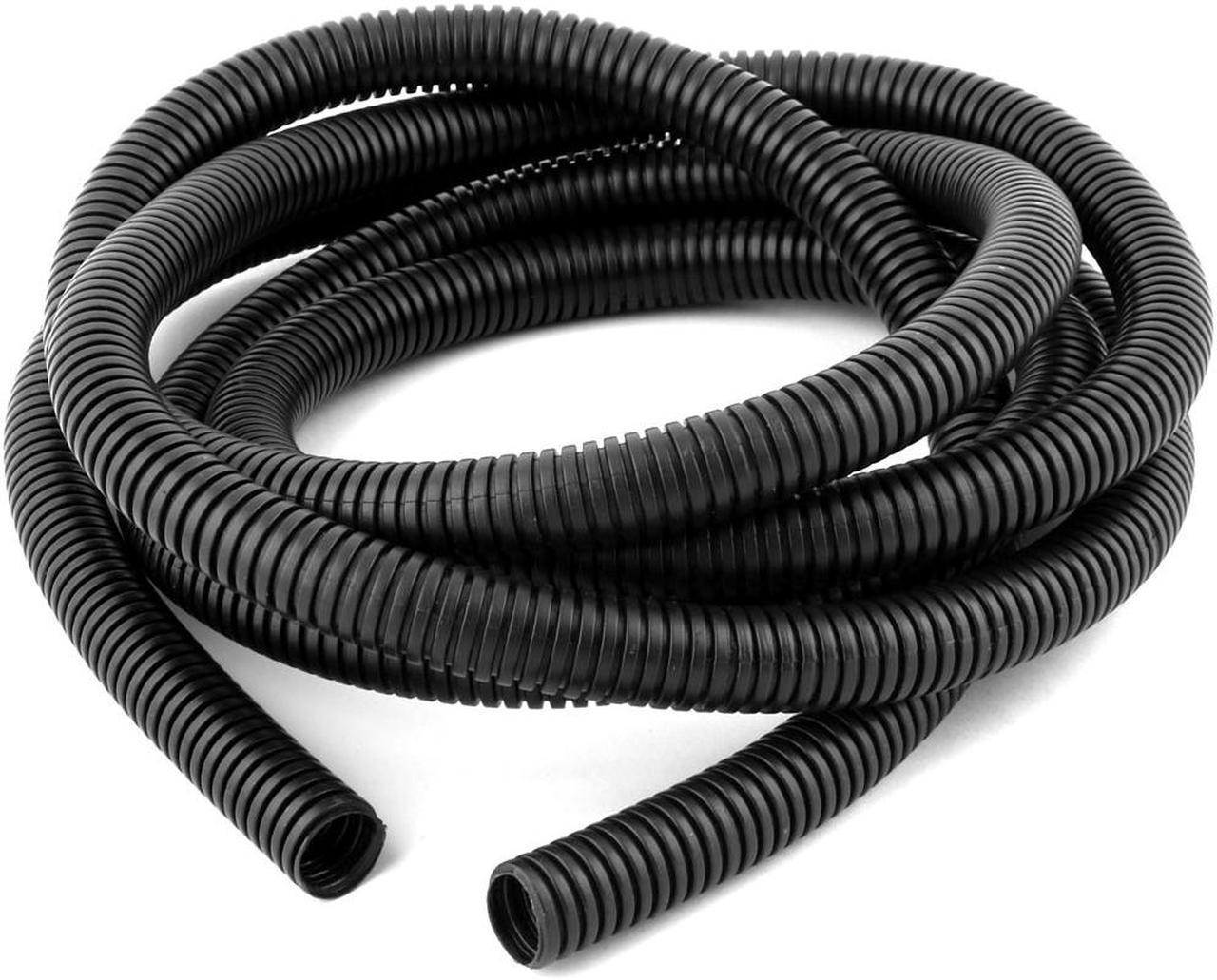 PVC Flexible Insulated Corrugated Tube Hose Pipe Black 2.9M Long 18mm Outer Dia