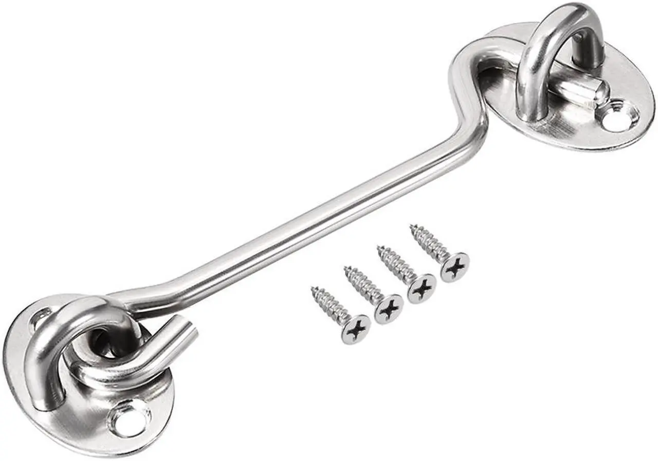 Main image of 4" Cabin Hook Eye Latch Gate Door Swivel Window Hook Stainless Steel with Mounting Screws 1pcs