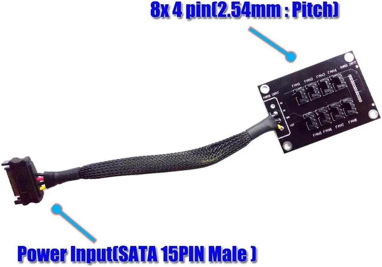 Alt view image 4 of 4 - SATA 1 to 8 4Pin Molex Cooler Cooling Fan Hub Splitter PWM Power Supply Speed Controller SATA Power Cable Adapter For BTC Mining