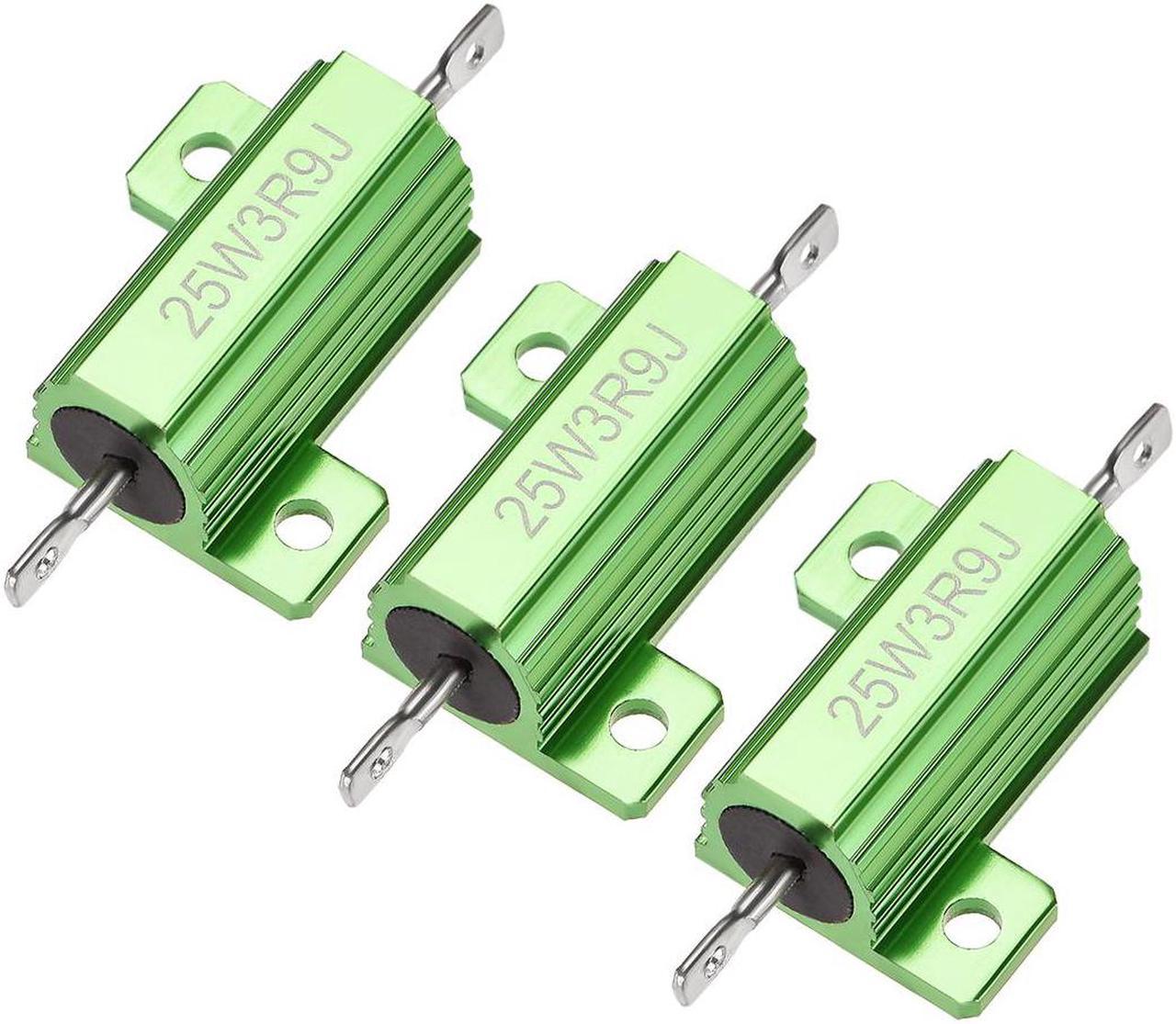 25W 3.9 Ohm 5% Aluminum Housing Resistor Wirewound Resistor Green Tone 3 Pcs