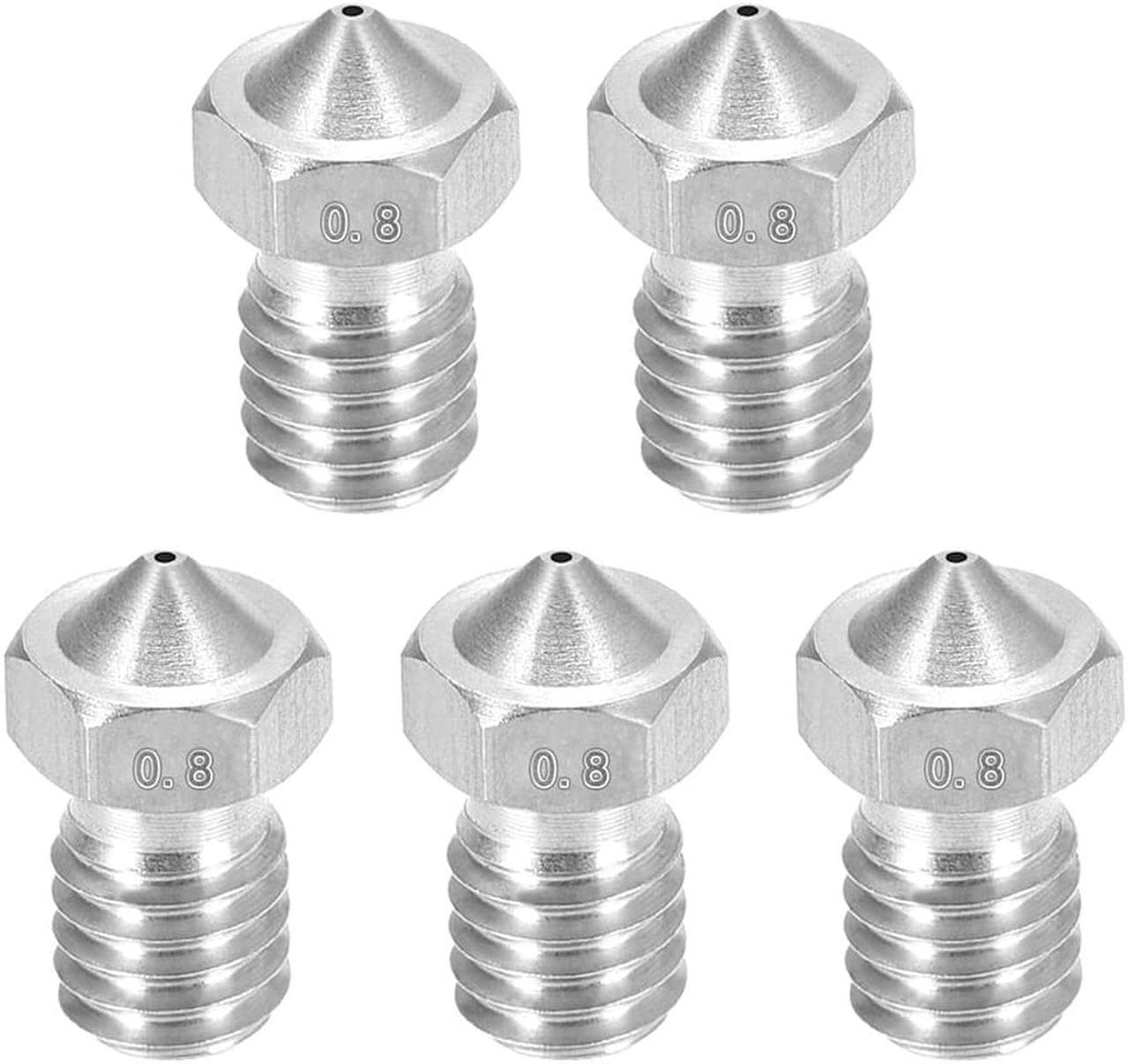 0.8mm 3D Printer Nozzle, Fit V6 Extruder Head, for 1.75mm Filament Stainless Steel 5pcs