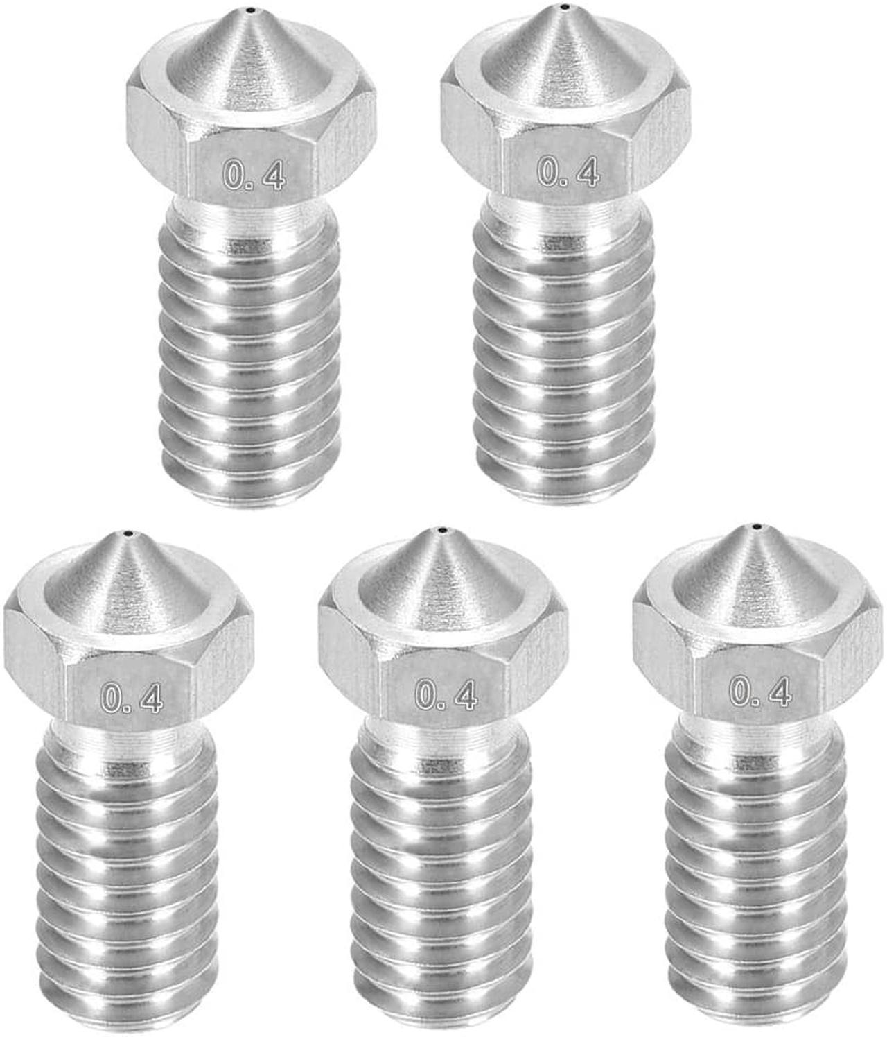 0.4mm 3D Printer Nozzle, Fit V6 Extruder Head, for 1.75mm Filament Stainless Steel 5pcs