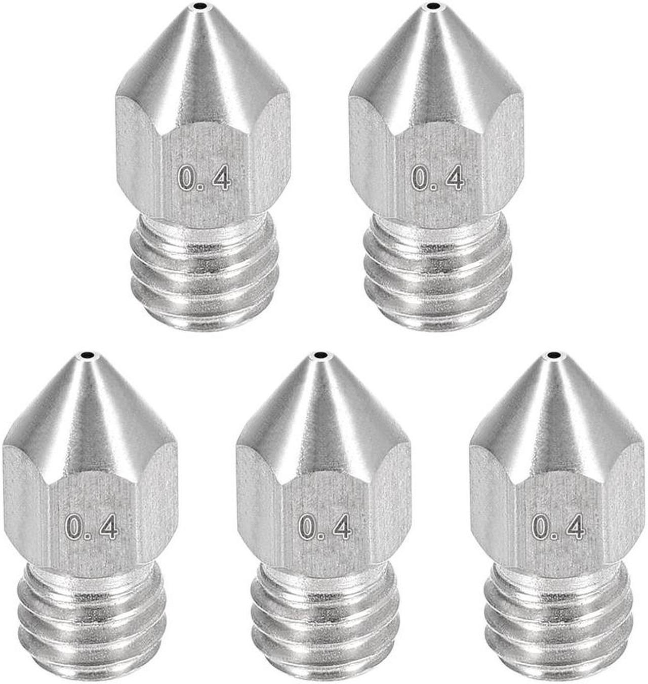 0.4mm 3D Printer Nozzle, Fit for MK8, for 1.75mm Filament Stainless Steel 5pcs