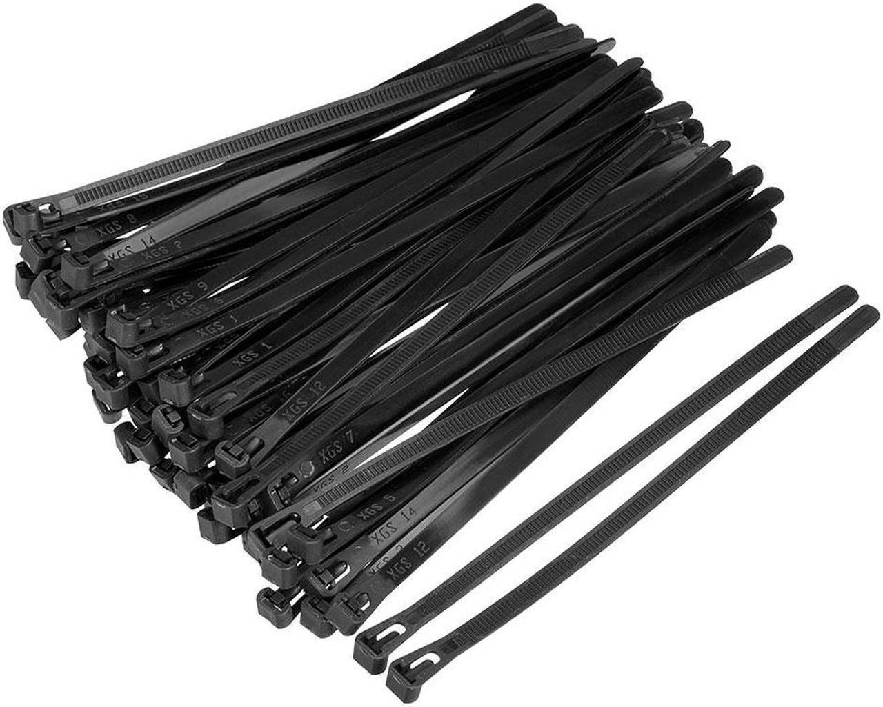 Reusable Cable Ties 200mmx7.4mm Adjustable Nylon Zip Ties Wraps Black 60pcs