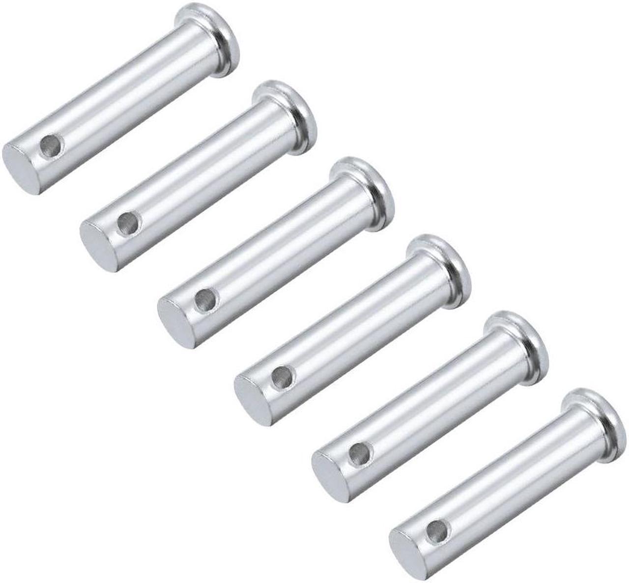 Single Hole Clevis Pins - 10mm x 40mm Flat Head Zinc-Plating Solid Steel Link Hinge Pin 6Pcs