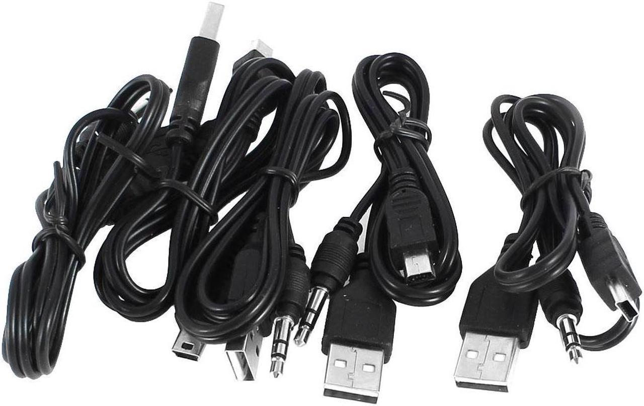 Mini USB B Male to USB 2.0 3.5mm Jack Plug Audio Data Cable 50cm 20-inch 5 Pcs