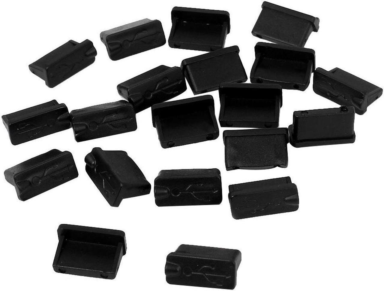 20 Pcs Black Rubber USB A Type Female Anti Dust Plugs Stopper Cover