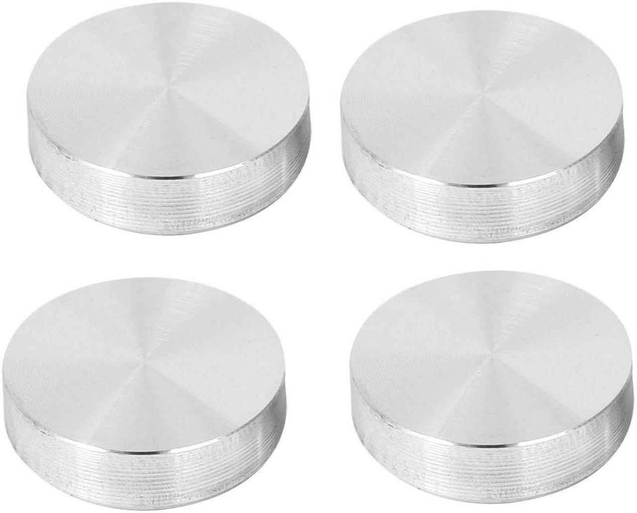 30mm x M6 Glass Table Top Adapter Round Aluminum Disc Silver Tone 4 Pcs