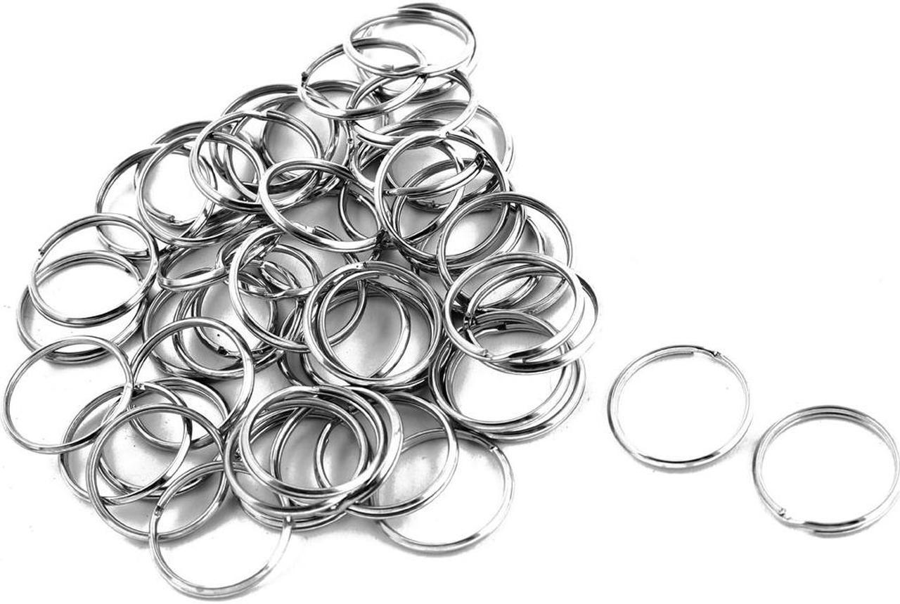 50 Pcs Silver Tone 25mm Diameter Metal Split Key Rings