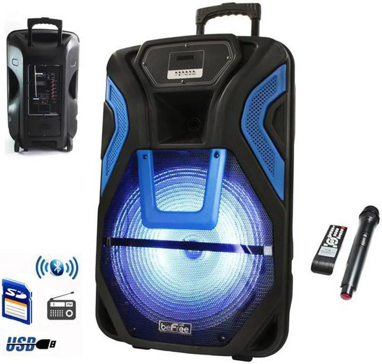 Main image of beFree Sound BFS-5700 15" Rechargeable Bluetooth Portable Party PA Speaker System With SD/FM/USB Inputs
