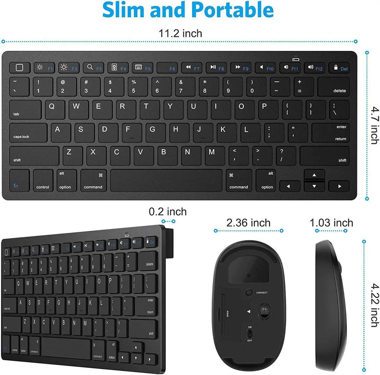 Alt view image 4 of 7 - OMOTON Bluetooth Keyboard and Mouse Combo, Wireless Keyboard Mouse for iPad Pro 13,11(2024)/12.9, iPad 10th/9th/8th/7th Gen, iPad Air 6/5/4, and Bluetooth Enabled Devices (Black)