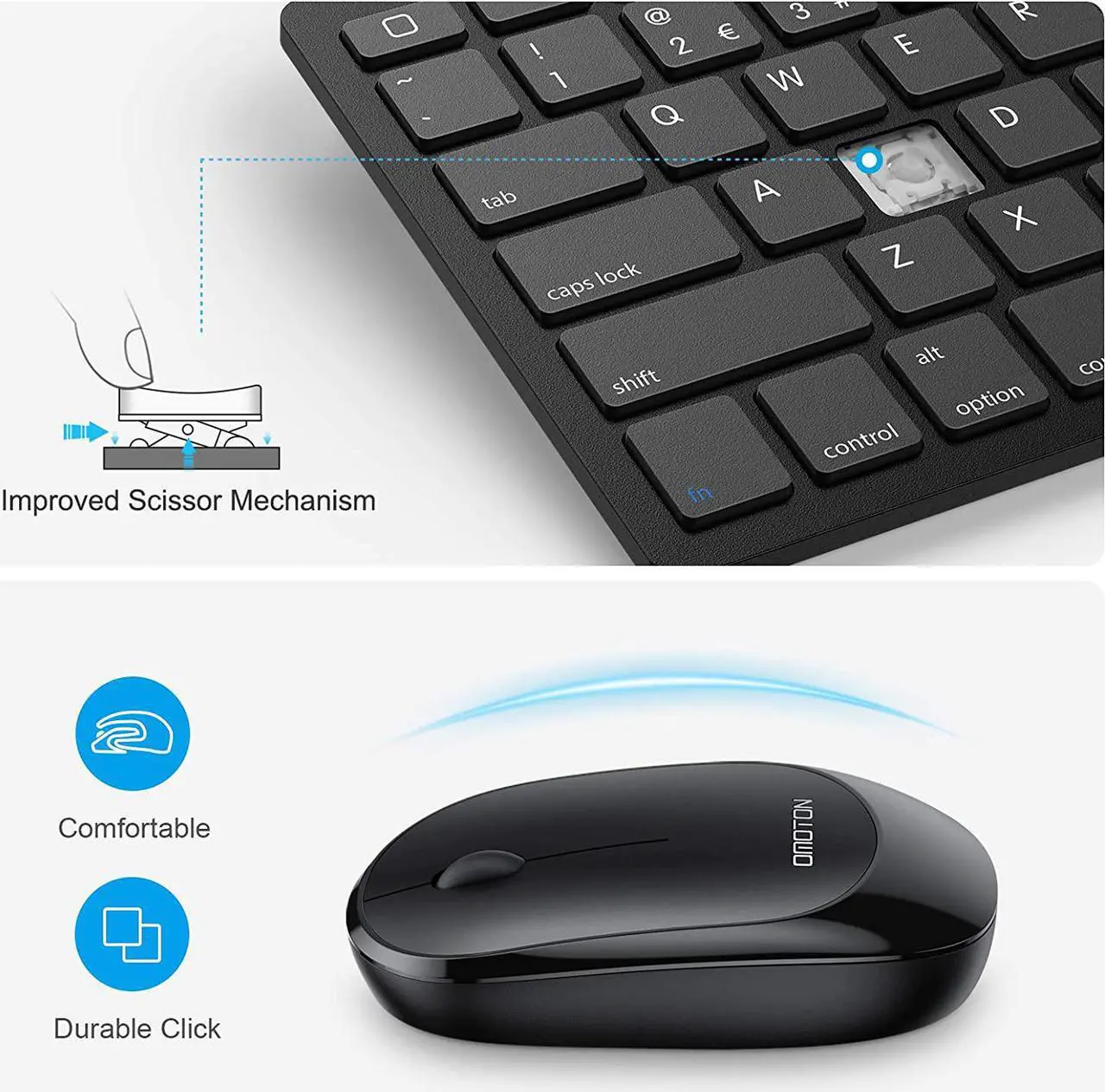 Alt view image 7 of 7 - OMOTON Bluetooth Keyboard and Mouse Combo, Wireless Keyboard Mouse for iPad Pro 13,11(2024)/12.9, iPad 10th/9th/8th/7th Gen, iPad Air 6/5/4, and Bluetooth Enabled Devices (Black)