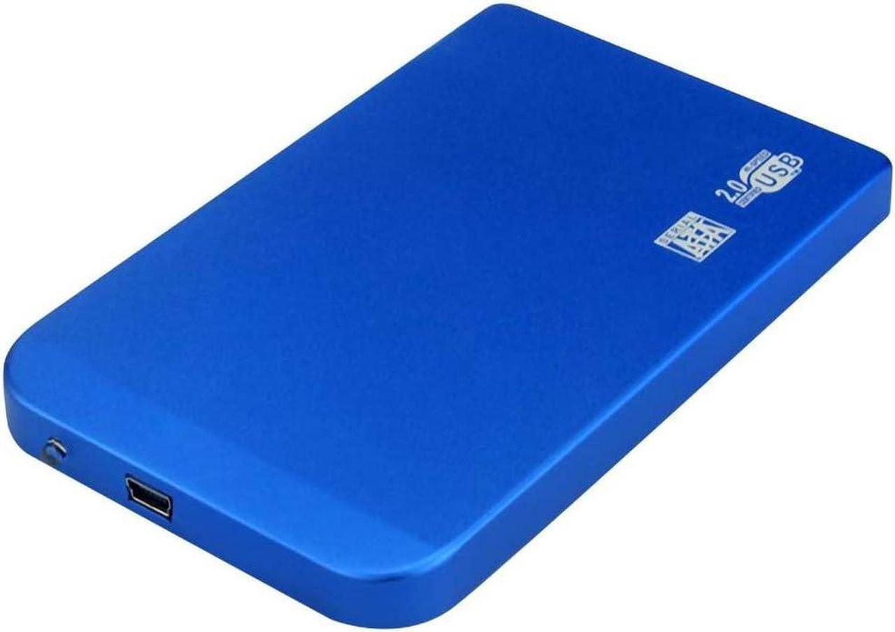 2.5 inch Hard Disk Drive SATA to Mini USB 2.0 Enclosure Tool Free Aluminum Alloy HDD Case Portable External SSD Box Support 2TB (Blue)