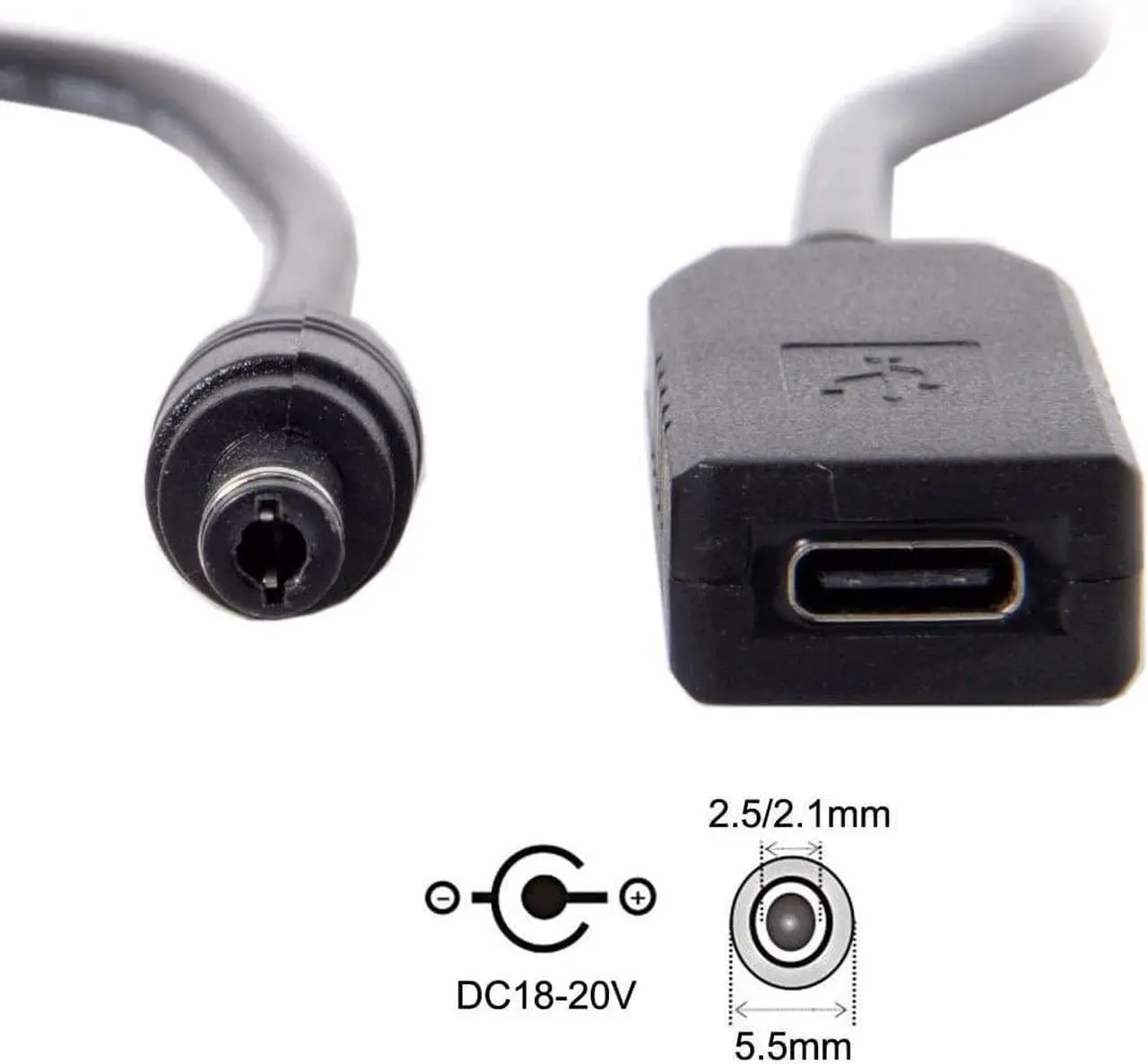Alt view image 5 of 7 - USB 3.1 Type C USB-C to DC 20V 5.5 2.5mm & 2.1mm Power Plug PD Emulator Trigger Cable for Laptop