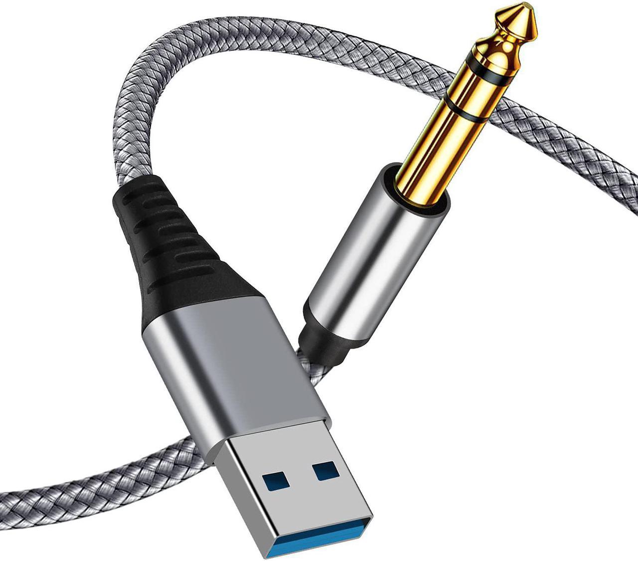 USB to 1/4 Male TRS Audio Stereo Cable, USB to 6.35mm Jack Audio Adapter Compatible with LaptopWindows or PCAmplifier, Speaker, Headphones.6.6FT Note:Not Applicable Recording,Truck,TV USB Ports1