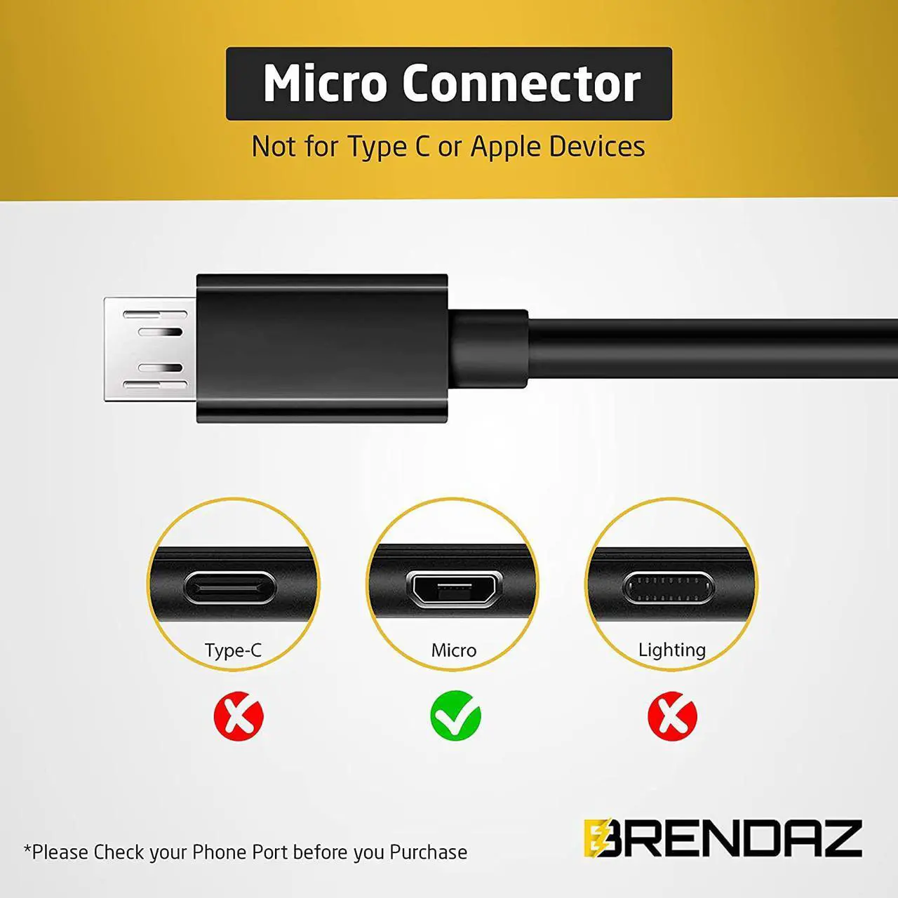 Alt view image 4 of 6 - BRENDAZ Compatible Canon Camera USB Cable for Canon EOS M50 Mirrorless, EOS 90D Cameras, USB 2.0 Cable Micro USB (6-Feet)