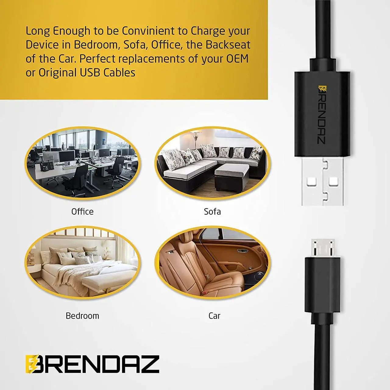 Alt view image 5 of 6 - BRENDAZ Compatible Canon Camera USB Cable for Canon EOS M50 Mirrorless, EOS 90D Cameras, USB 2.0 Cable Micro USB (6-Feet)