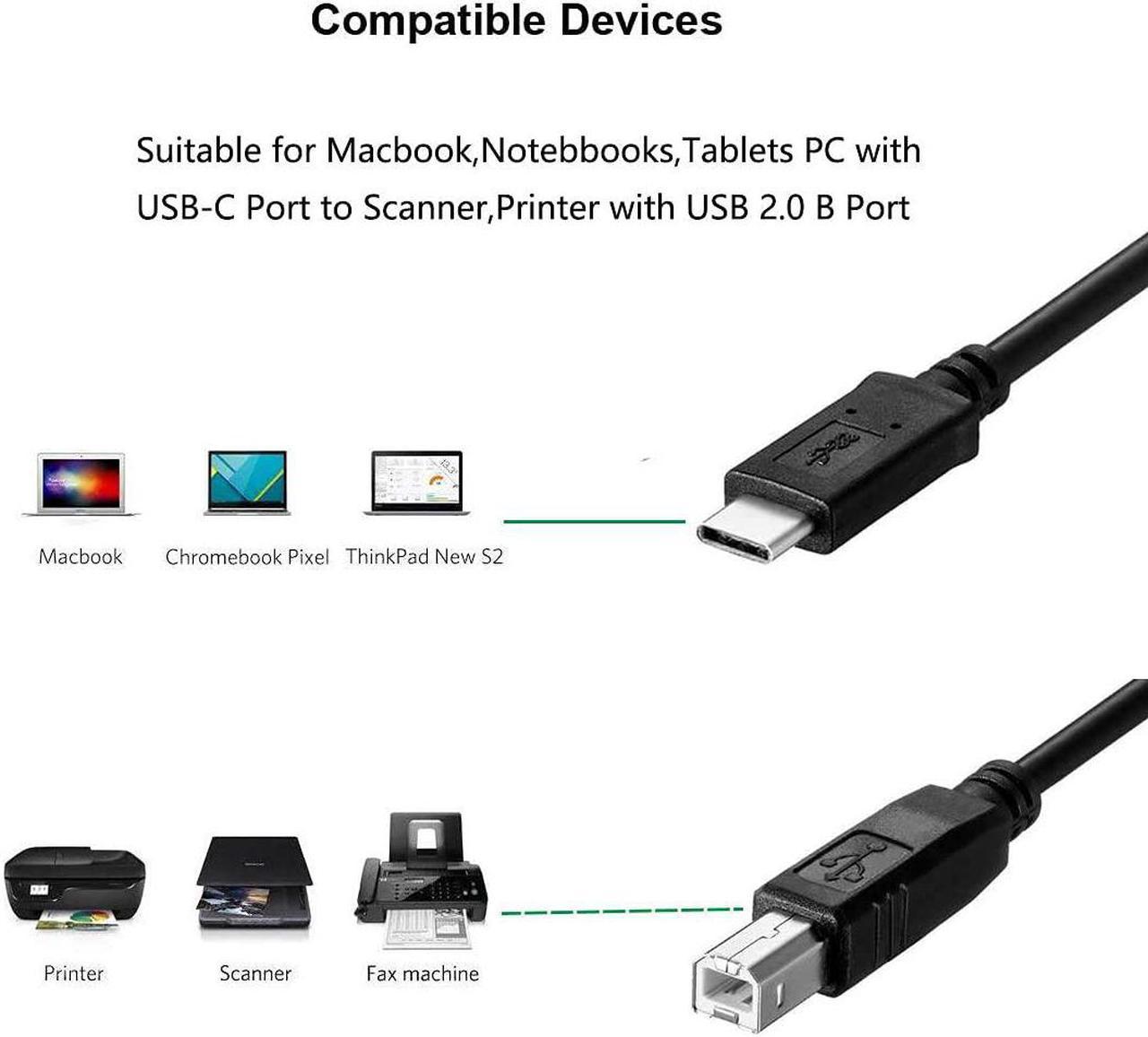 Printer Cable to Computer USB C Printer Cable Compatible with Microsoft Surface Go 2,Surface Laptop Go,Surface Laptop 4,Surface Pro 7,Surface Book 3 for HP,Canon,Brother,Epson,Samsung, Xerox,Dell