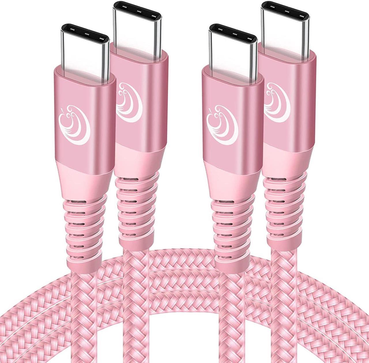 USB C to USB C Cable, 2Pack 60W Type C to Type C Cable, USB C Cable 6ft USBC to USBC Fast Charging Cable for MacBook Air/Pro, iPad Pro 2020/2018, iPad Air 4, Samsung Galaxy S21/S20/Note20, etc-Pink