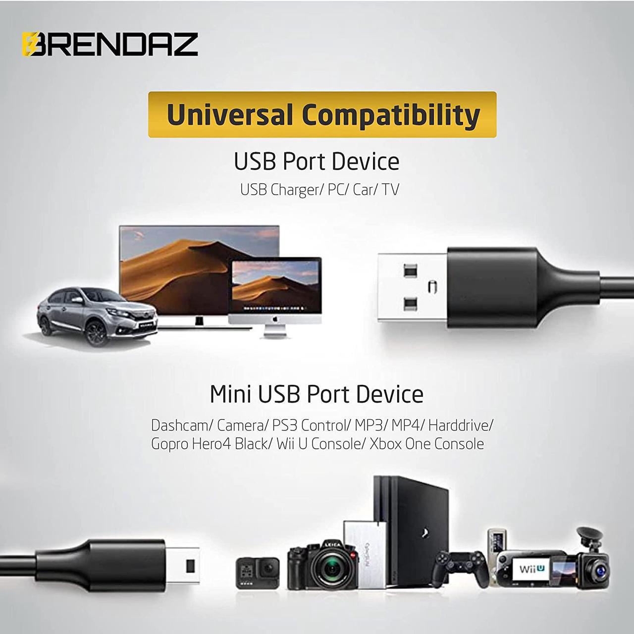 Alt view image 3 of 7 - BRENDAZ - Mini USB to Mini B Data Cable \u2013 Mini B Cable with Ultimate Data Sync & Charging Quality Compatible with PS3, Dash Cam, Digital Cameras, PDA, Scanners, etc. (3-Feet)