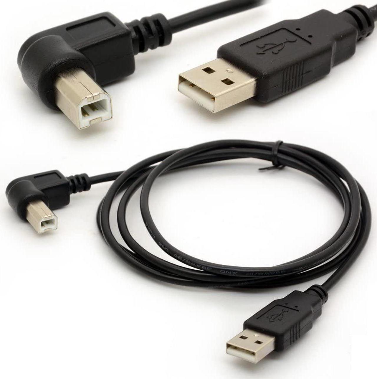 1.5M USB to Printer Adapter Cables 90 Degree USB 2.0 A Male to B Right Angle Plug Converter Lead 480Mbps High Speed Wireless Wired Adaptor Scanner Extension Cord (Right)