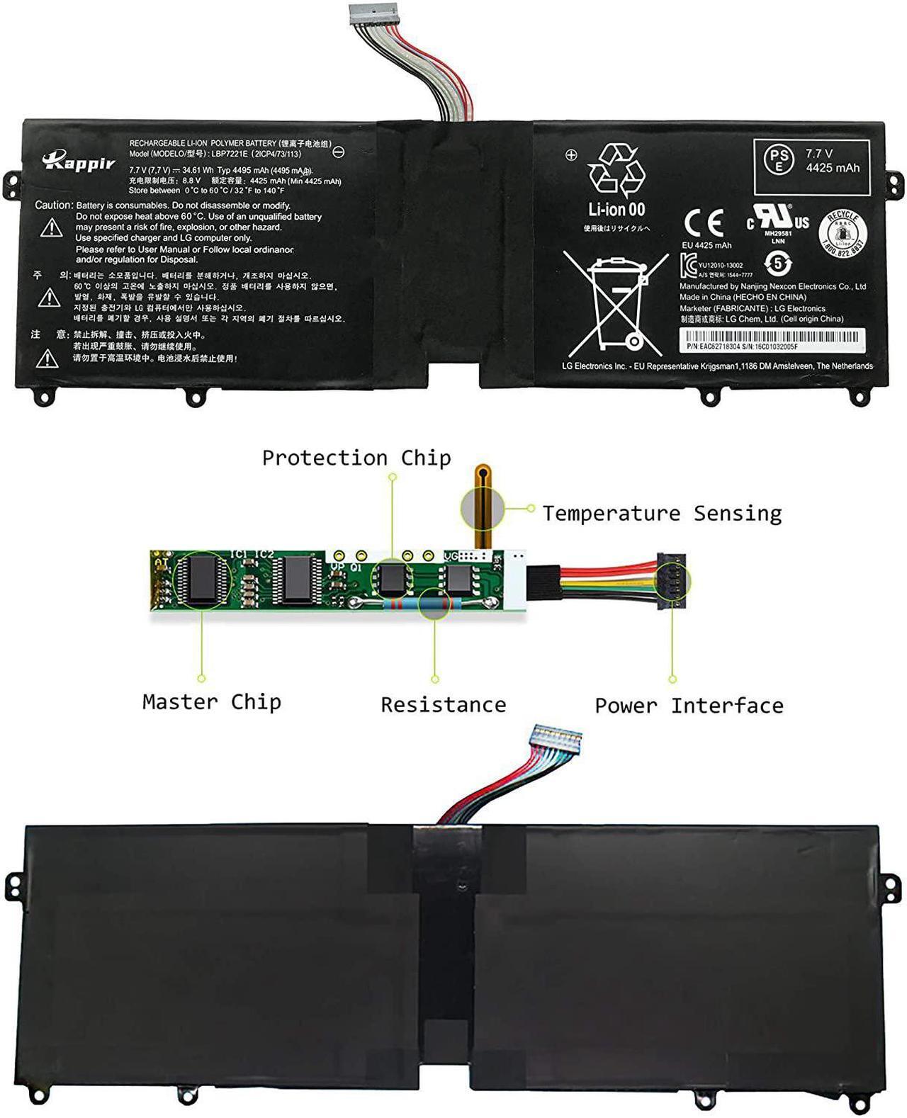Alt view image 4 of 6 - BOWEIRUI LBP7221E Laptop Battery Replacement for LG Gram 13Z940 13ZD940 14Z950 14Z950-A 14Z960 15Z960 15Z975 15ZD975 Series LBG722VH LBM722YE EAC62718304(7.7V 34.61Wh 4495mAh)