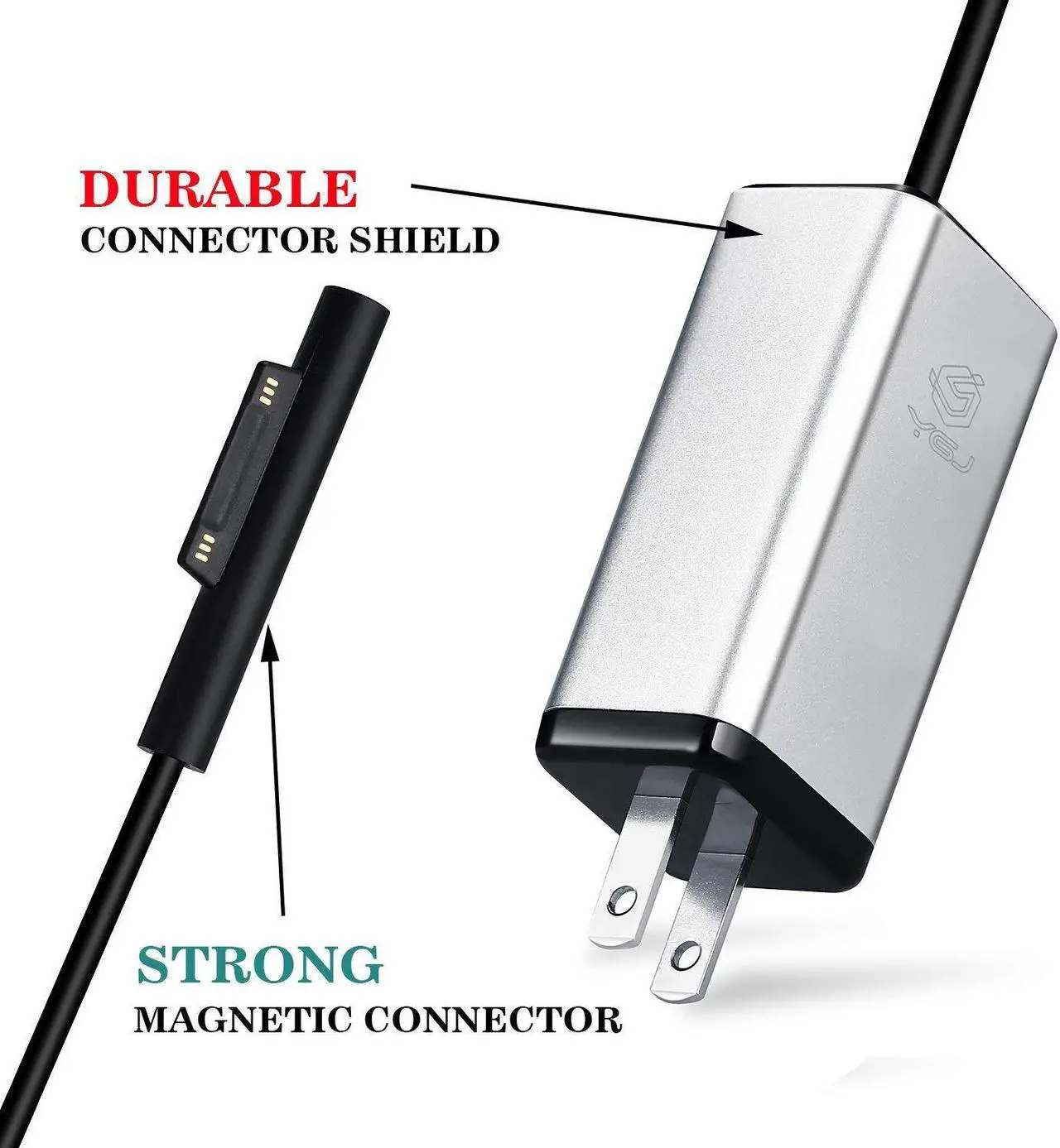 Alt view image 2 of 7 - YGJ Surface Book Charger 65W Compatible with Surface Pro 3/4/5/6/7 Power Supply Adapter, Compatible for Both Microsoft Surface Book Laptop/Tablet, Works with 65W&44W&36W&24W, 6.56Ft Power Cord