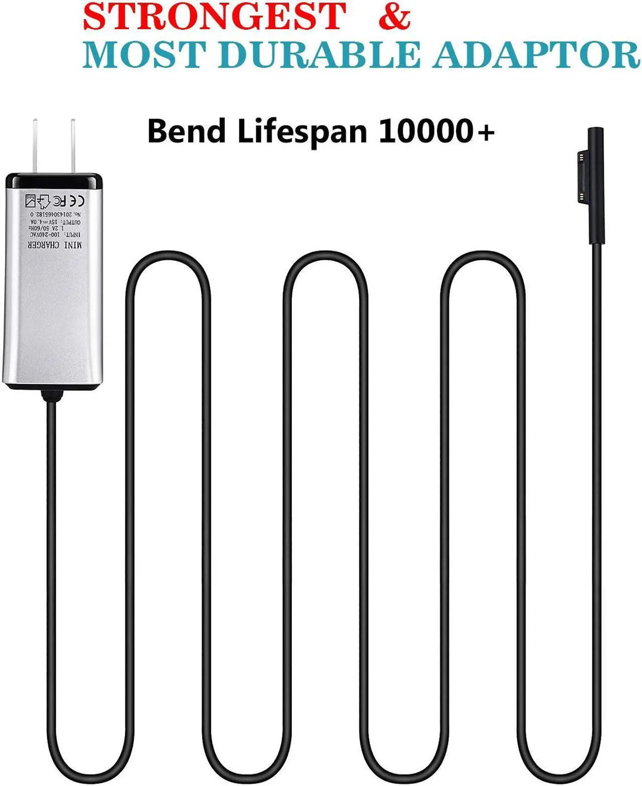 Alt view image 3 of 7 - YGJ Surface Book Charger 65W Compatible with Surface Pro 3/4/5/6/7 Power Supply Adapter, Compatible for Both Microsoft Surface Book Laptop/Tablet, Works with 65W&44W&36W&24W, 6.56Ft Power Cord