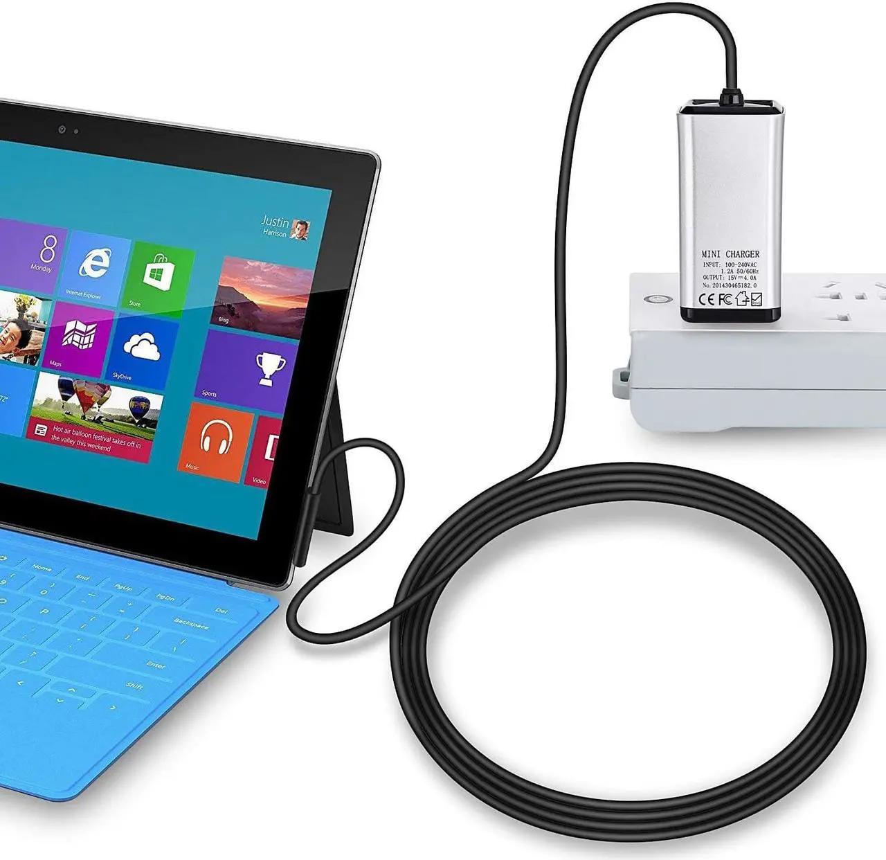 Alt view image 7 of 7 - YGJ Surface Book Charger 65W Compatible with Surface Pro 3/4/5/6/7 Power Supply Adapter, Compatible for Both Microsoft Surface Book Laptop/Tablet, Works with 65W&44W&36W&24W, 6.56Ft Power Cord
