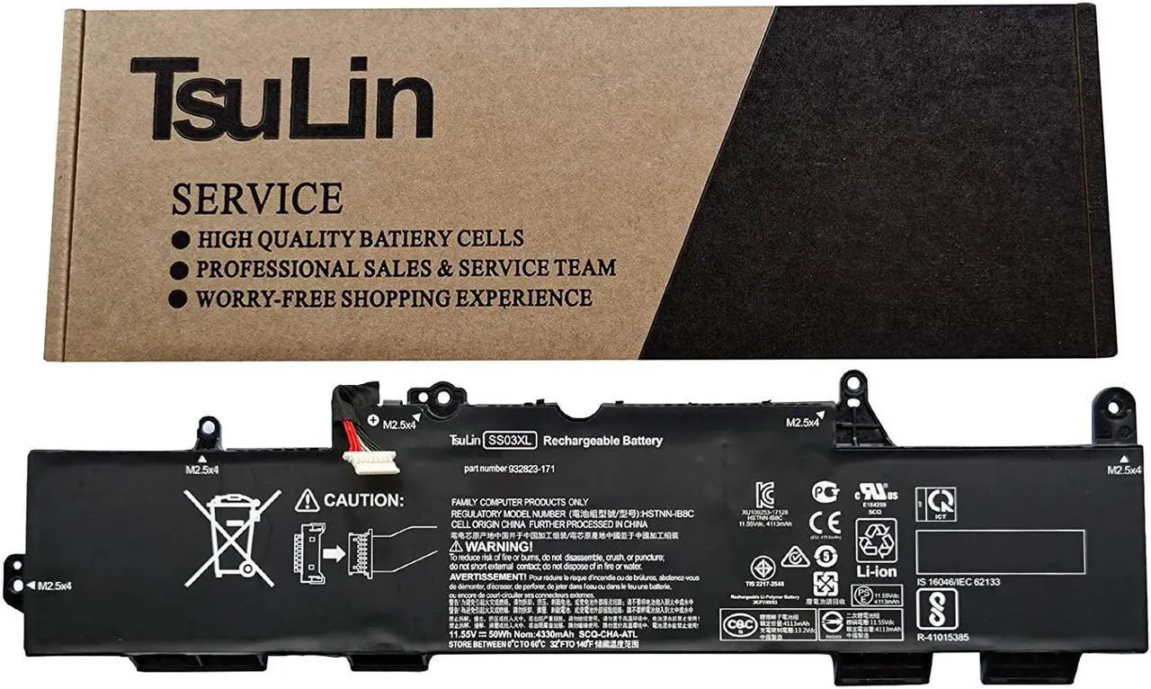 Main image of TsuLin SS03XL Laptop Battery Compatible with Hp EliteBook 730 735 740 745 830 840 846 ZBOOK 14U G5 HSN-I12C HSN-I13C-4 Series Notebook 932823-421 933321-855 HSTNN-LB8G 11.55V 50Wh 4330mAh