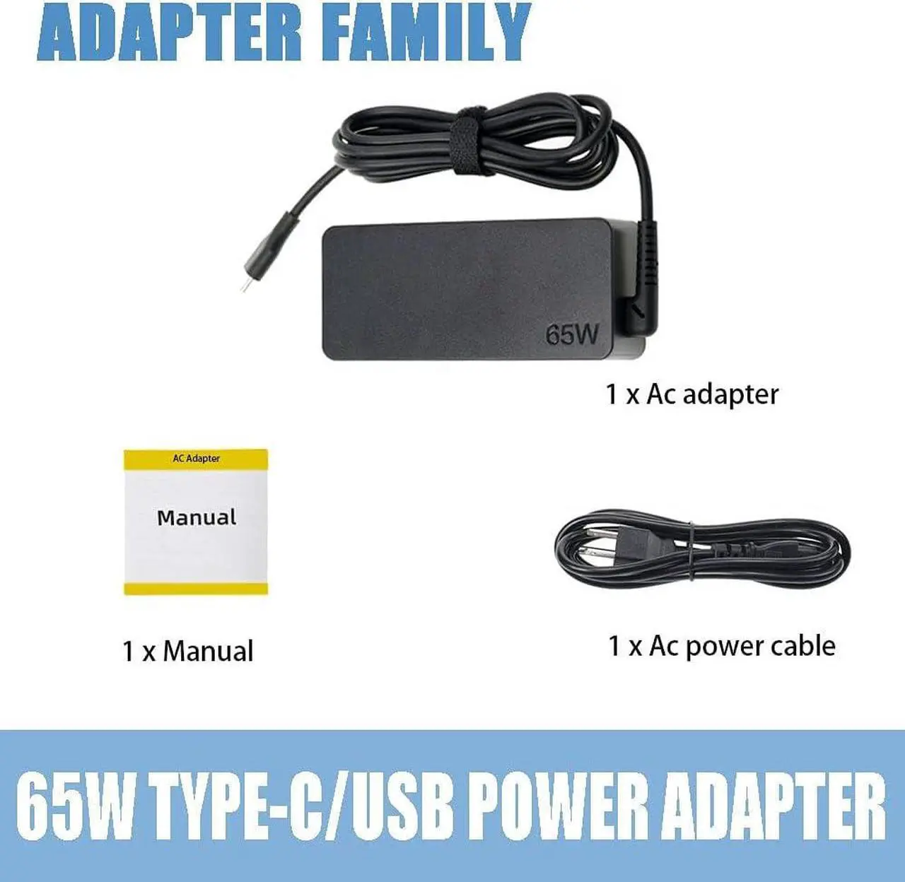 Alt view image 6 of 7 - USB C Laptop Charger 65W 45W for Lenovo Chromebook C330 S330 100e 300e Yoga C930 C940 S730 720 730 910 13 IdeaPad 730s ThinkPad X1 Carbon T480 T480s T570 T580 AC Adapter Power Supply