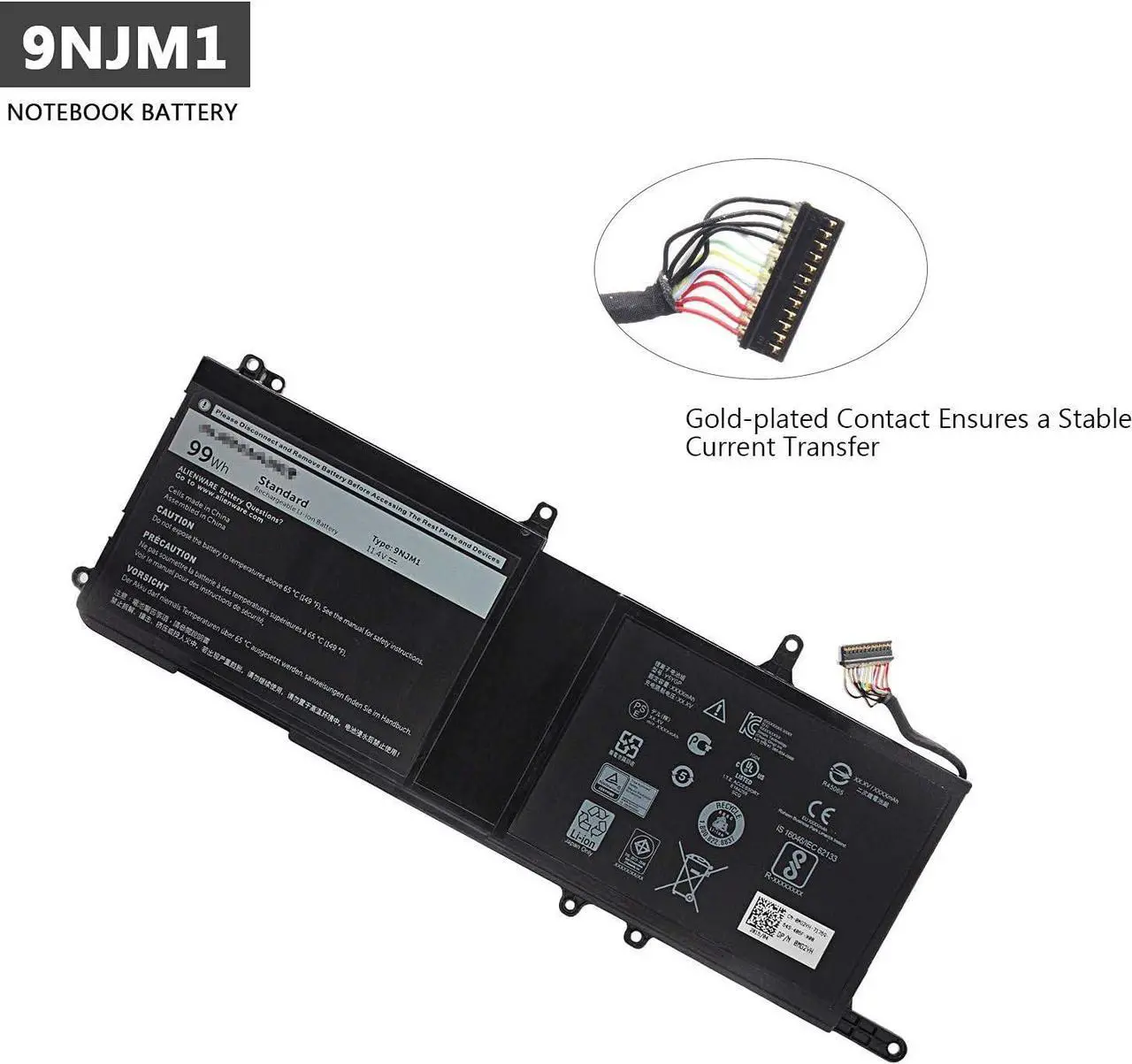 Alt view image 5 of 5 - SWEALEER 9NJM1 Laptop Battery Compatible with Dell Alienware 15 R3 R4 17 R4 R5 Series Notebook MG2YH 0MG2YH 01D82 HF250 0546FF 44T2R[11.4V 99Wh 9NJM1]