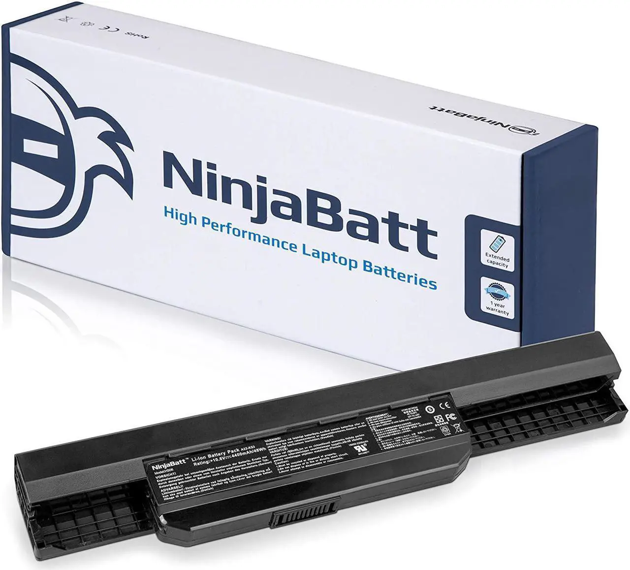 Main image of NinjaBatt Battery for Asus K53E A32-K53 A41-K53 X44H A53S A53U X53U X53E X54C K53S K53SV A53E X53S X54H 07G016H31875 A43S K53SD A53 A54 K53 A54C A42-K53- High Performance [6 Cells/4400mAh/48Wh]