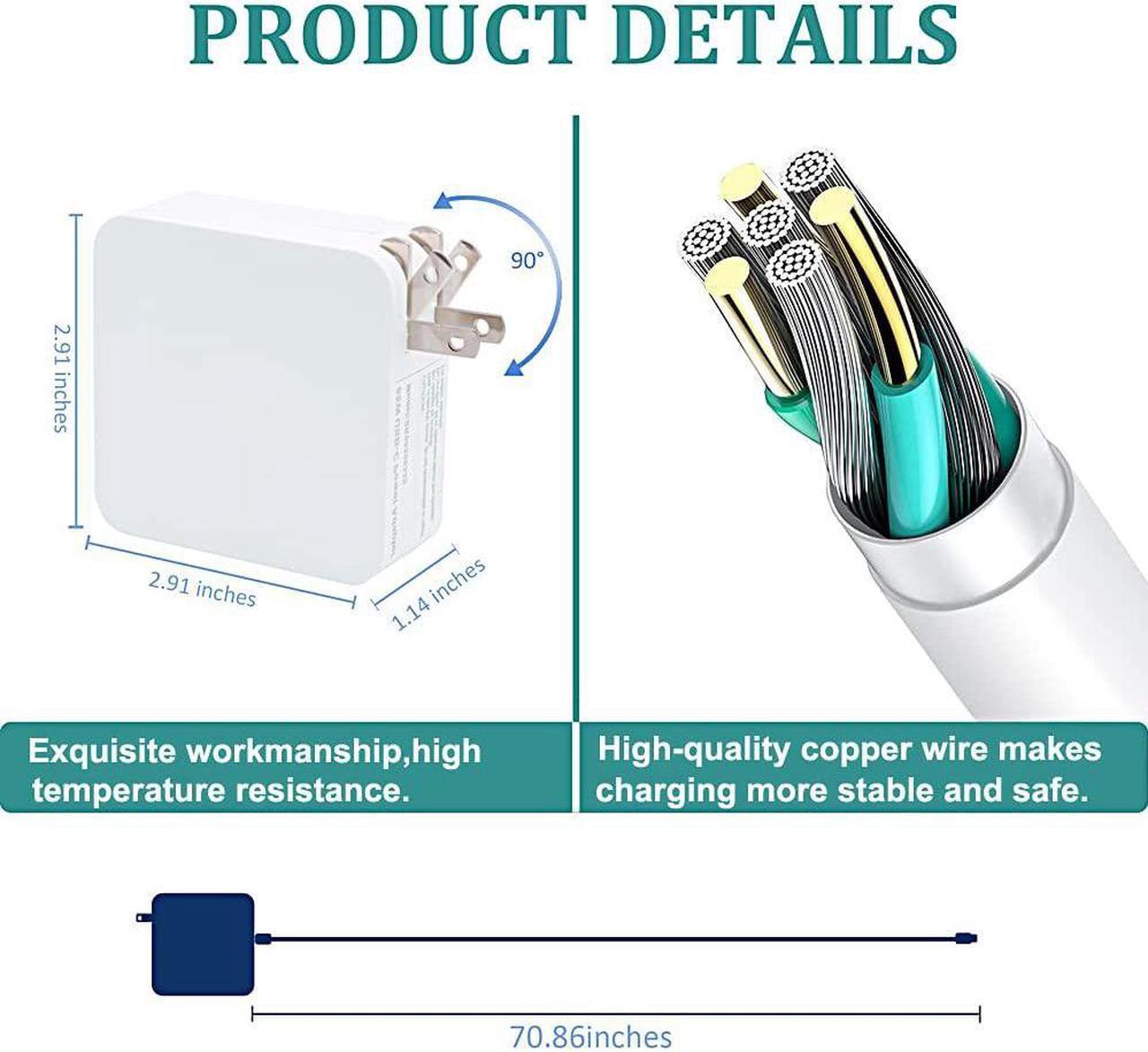 Alt view image 3 of 6 - BAJ 61W/65W USB C Charger Power Adapter for MacBook Pro 13 15 inch, New MacBook Air 13 inch 2020 2019 2018MacBook 12 inch, ipad proThunder Bolt 3 Mac Charger Power Supply,Type-C Devices