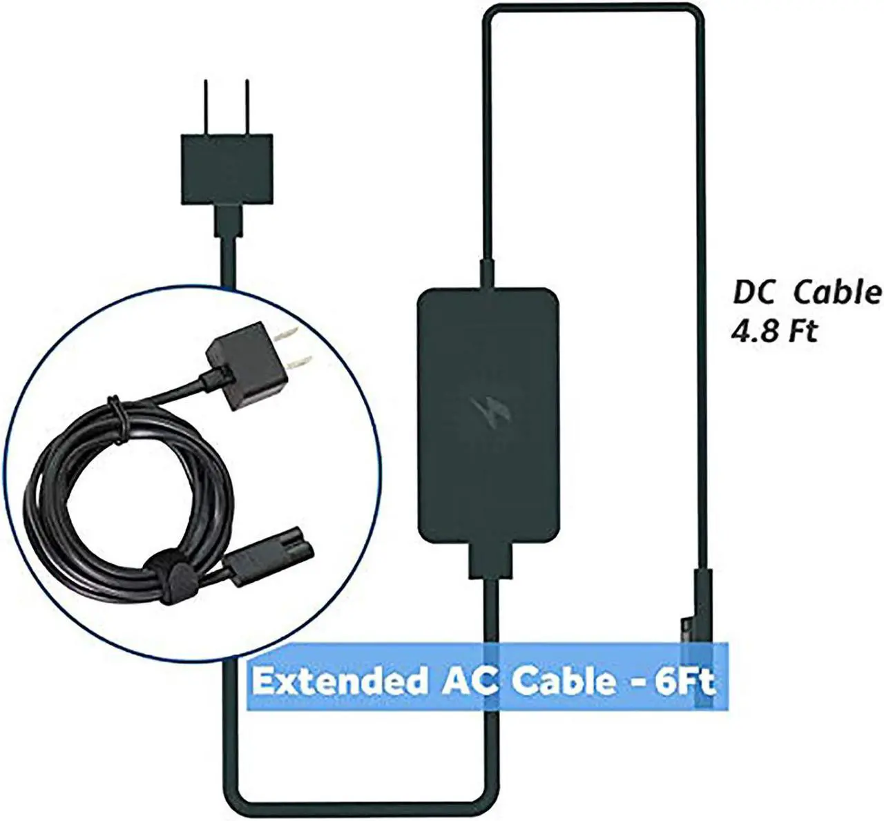 Alt view image 4 of 6 - EBKK 44W 15V 2.58A Power Adapter Charger for Surface 1769 1796 Pro 6 Pro 5 Pro 4 Pro 3 Surface Laptop 2 Surface GO Surface Book Laptop i3-4020Y / i5-4300U/i7-4650U with 5V USB Charging Port
