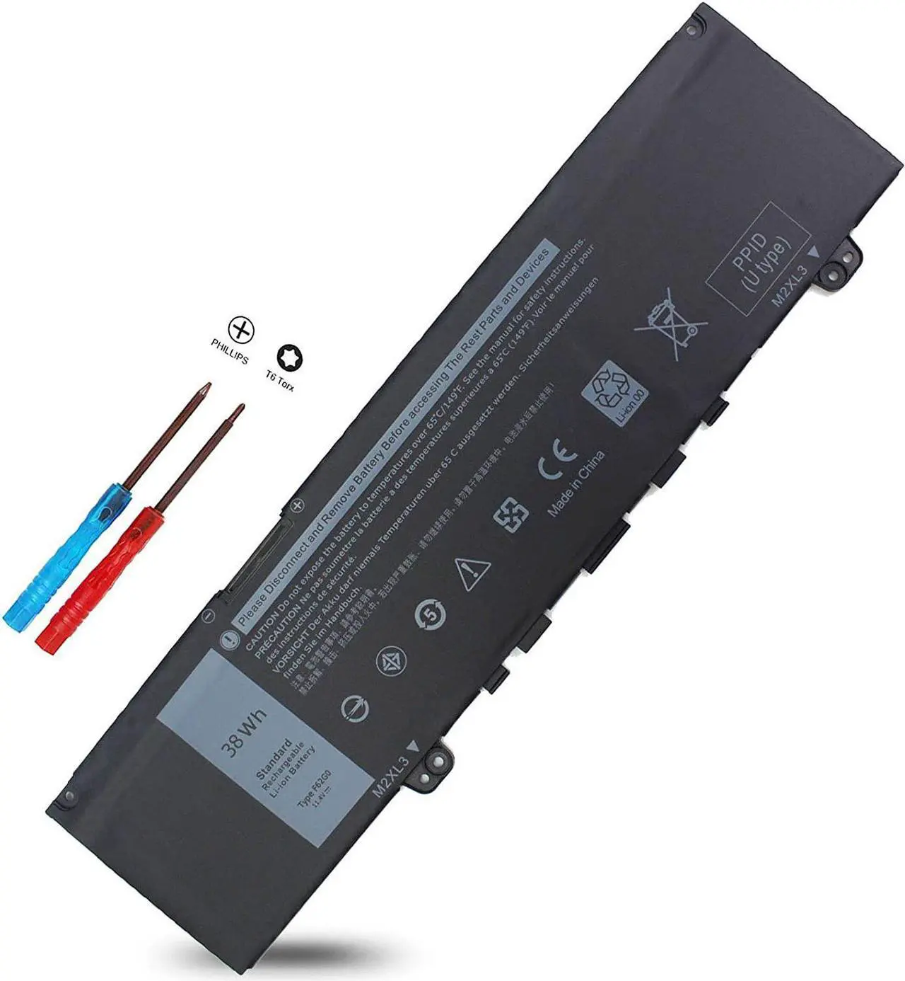Main image of 38Wh F62G0 Battery for Dell Inspiron 13 7000 2-in-1 Series 7373 7370 7380 7386 5370 039DY5 P83G P83G001 P83G002 P87G P87G001 P91G P91G001 39DY5 0RPJC3 RPJC3 CHA01 F62GO Laptop Replacement Vostro 5370