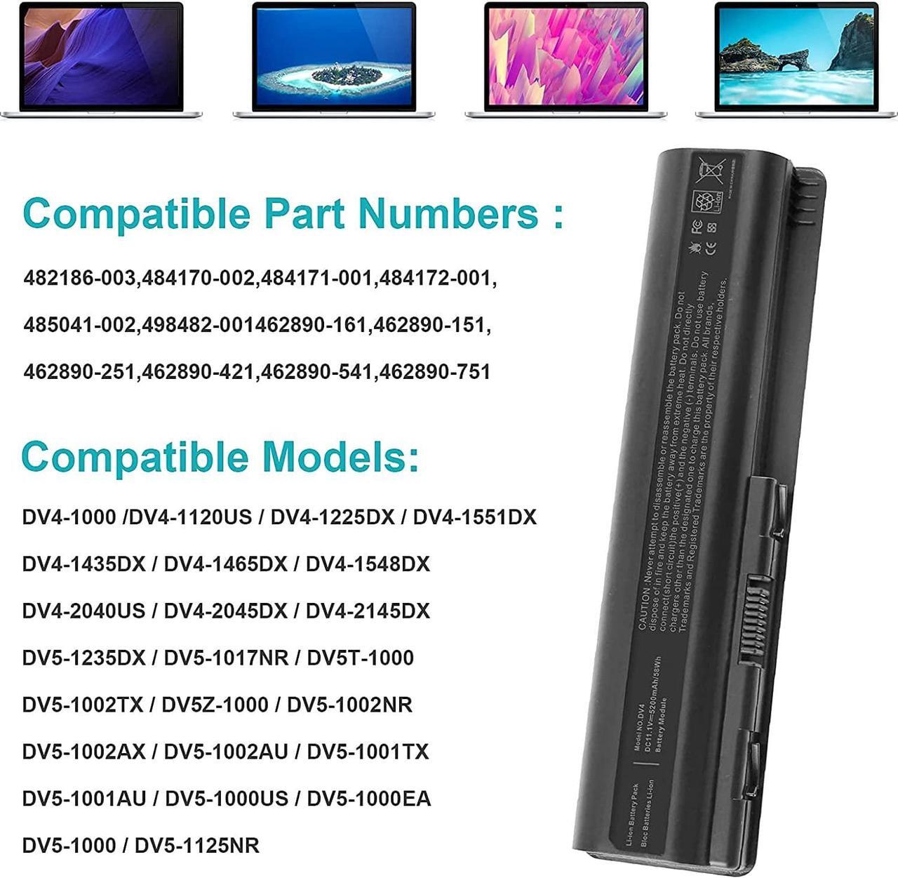 Alt view image 5 of 7 - Spare 484170-001 484172-001 498482-001 484170-002 HSTNN-CB72 Battery for HP Pavilion DV4-2040US DV5-1010 CQ40 CQ45 CQ50 CQ60 EV06 KS524AA 462889-141 462890-542 484171-001 485041-001 497694-001