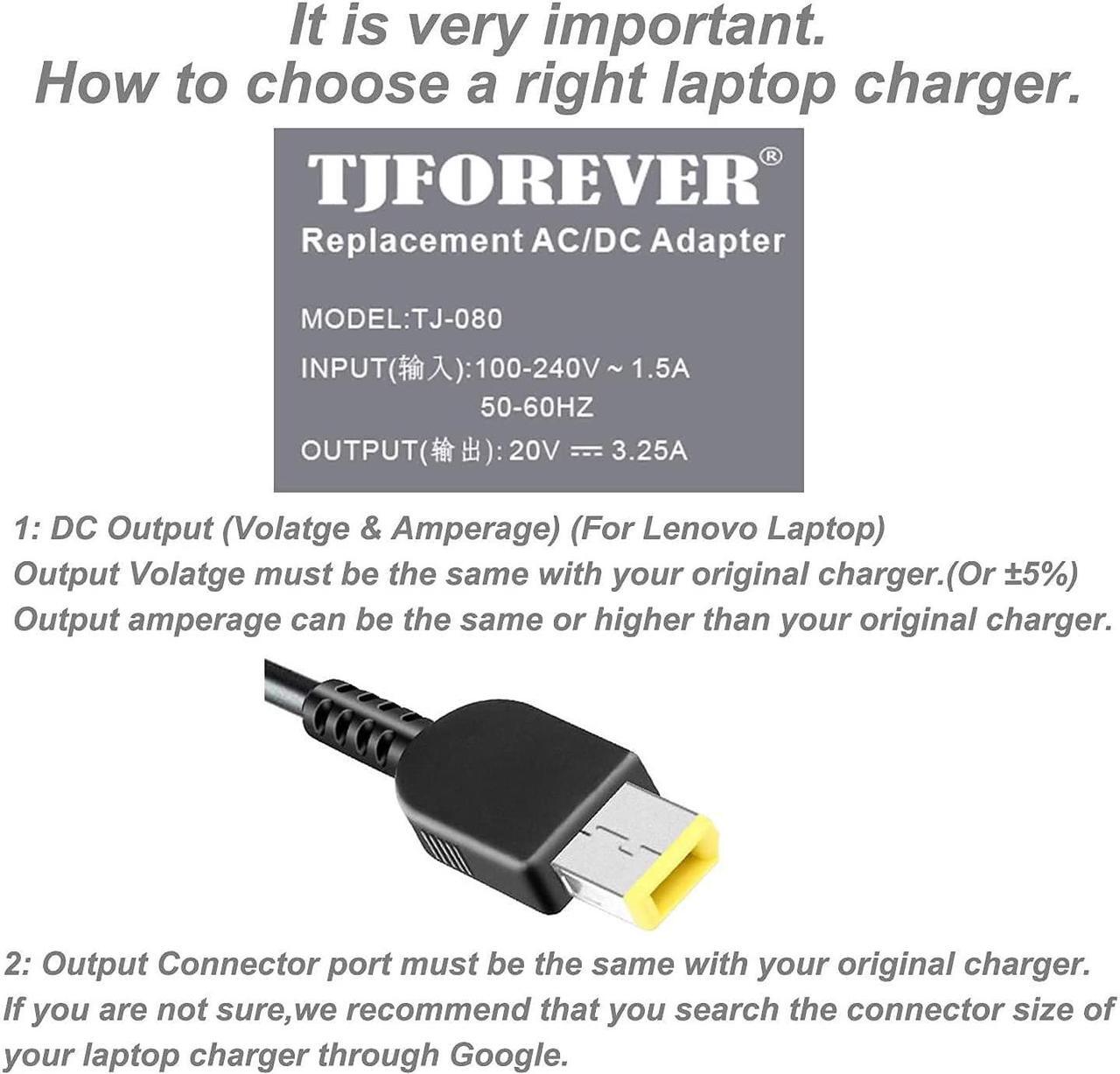 Alt view image 2 of 5 - 65w?20v?3.25a?Ac?Adapter Laptop Charger Fit?for?Adlx45ncc3a Lenovo Thinkpad 11e E/T/X X1 Carbon G51-35 G50-45 G50-80 B50-80 B50-45 V330-15ikb Yoga 11e 720 Power Cord(Slim Tip)