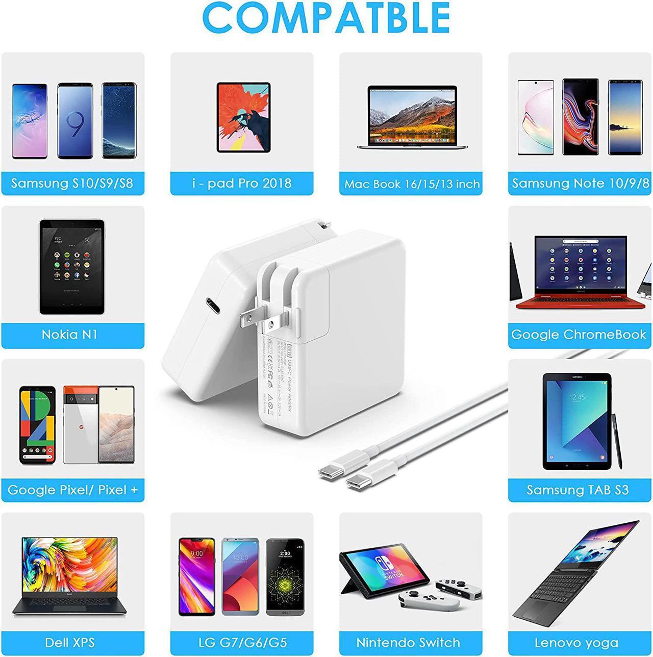 Alt view image 7 of 7 - YIESERRA 87W USB C Charger Power Adapter for Mac Pro 13,15 inch, New Mac air 13 inch 2018/2019/2020, iPad Pro 12.9, 11, Thunder Bolt 3 Power Supply