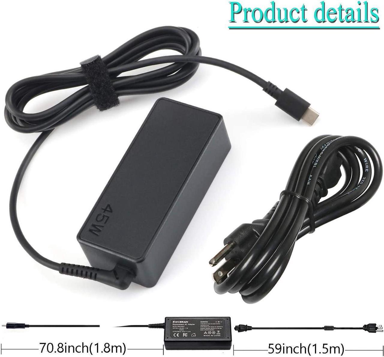 Alt view image 7 of 7 - 45W USB C Charger for Lenovo Chromebook 300e 500e S330 S340 C340 C330 100e ThinkPad T480s T480 T580 E580 T580s Chromebook 2nd Gen AST MTK AC Adapter Cord Power Cord