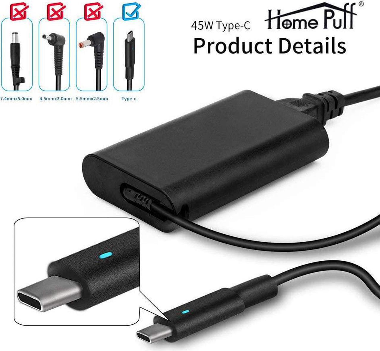 Alt view image 3 of 7 - USB C 45W Laptop Power AC Adapter Charger Fit for Dell XPS 12 9250,13 9350 9370, Latitude 7370 7275 5285 5289, Compatible with MacBook, Asus, Acer, HP, Type C Power Supply.