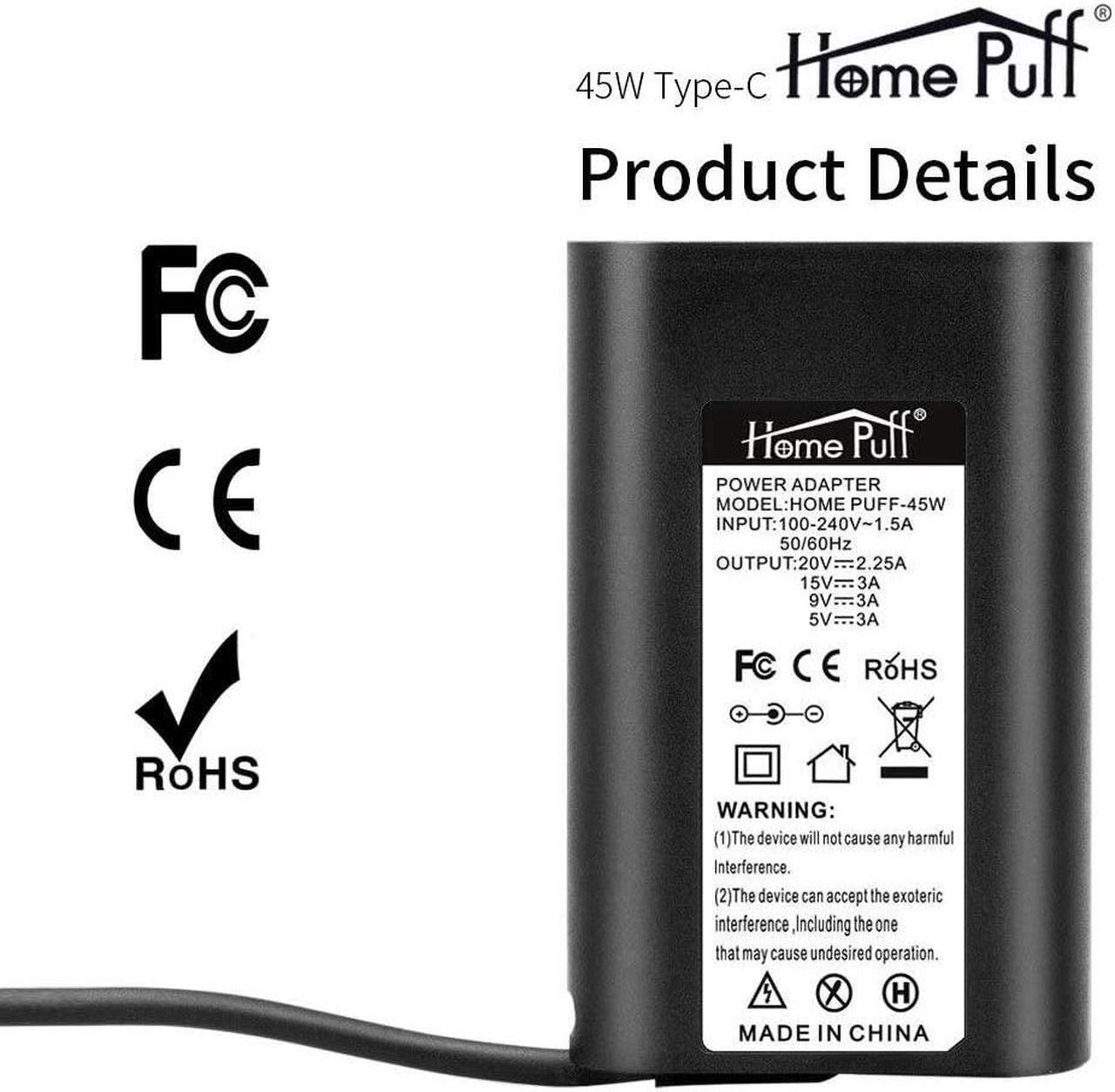 Alt view image 6 of 7 - USB C 45W Laptop Power AC Adapter Charger Fit for Dell XPS 12 9250,13 9350 9370, Latitude 7370 7275 5285 5289, Compatible with MacBook, Asus, Acer, HP, Type C Power Supply.