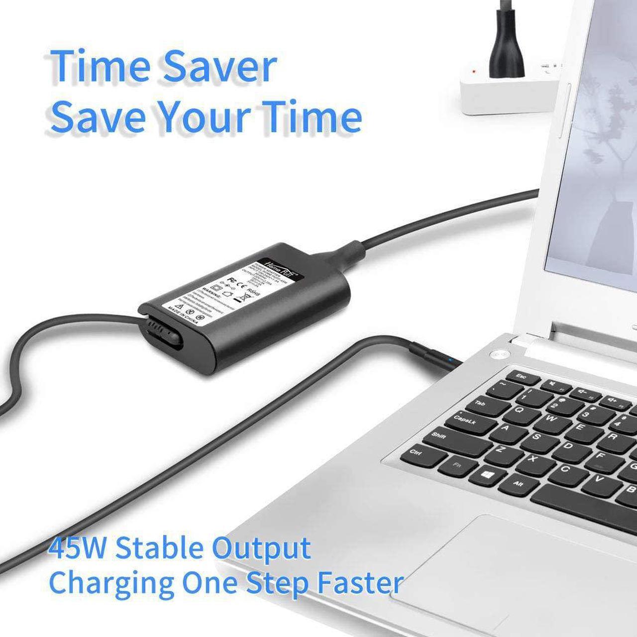 Alt view image 7 of 7 - USB C 45W Laptop Power AC Adapter Charger Fit for Dell XPS 12 9250,13 9350 9370, Latitude 7370 7275 5285 5289, Compatible with MacBook, Asus, Acer, HP, Type C Power Supply.